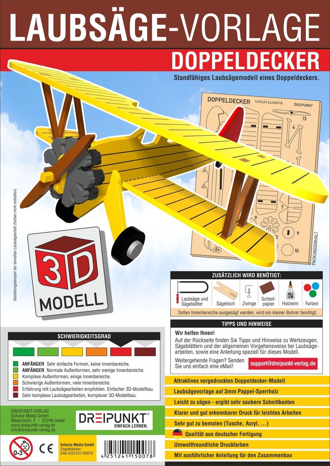3D Laubsägevorlage Doppeldecker / diverse