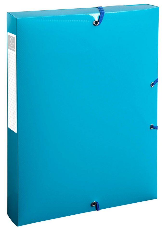 Thumbnail - EXACOMPTA Archivcontainer 8x Archivbox A4, Rücken 40mm, Recycling-PP, BeeBlue, sortiert, 59140E, Boxen mit Gummizug