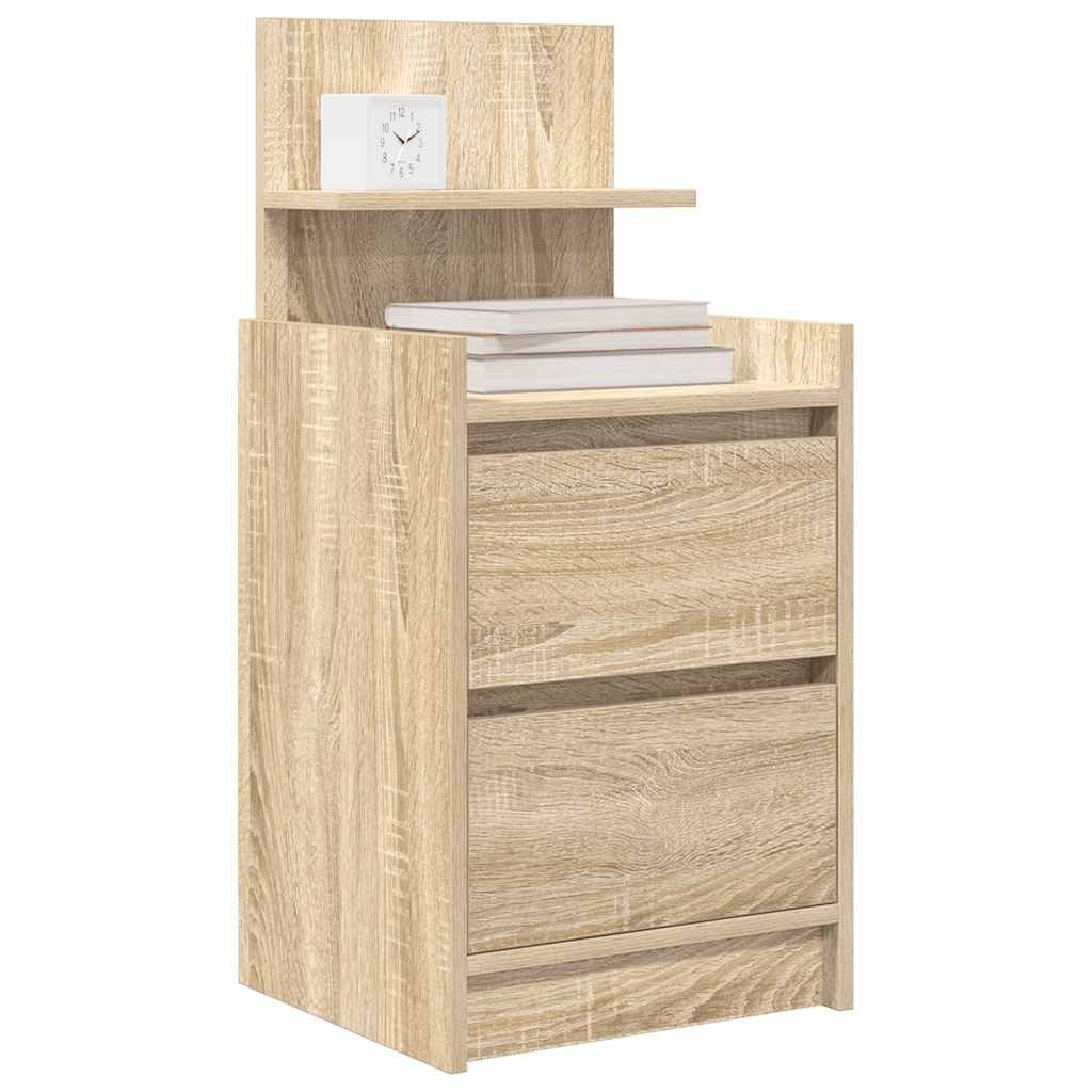 vidaXL Nachttisch Nachttische mit 2 Schubladen 2 Stk. Sonoma-Eiche 38x34x80 cm (2-St) – Bild 4 von 5