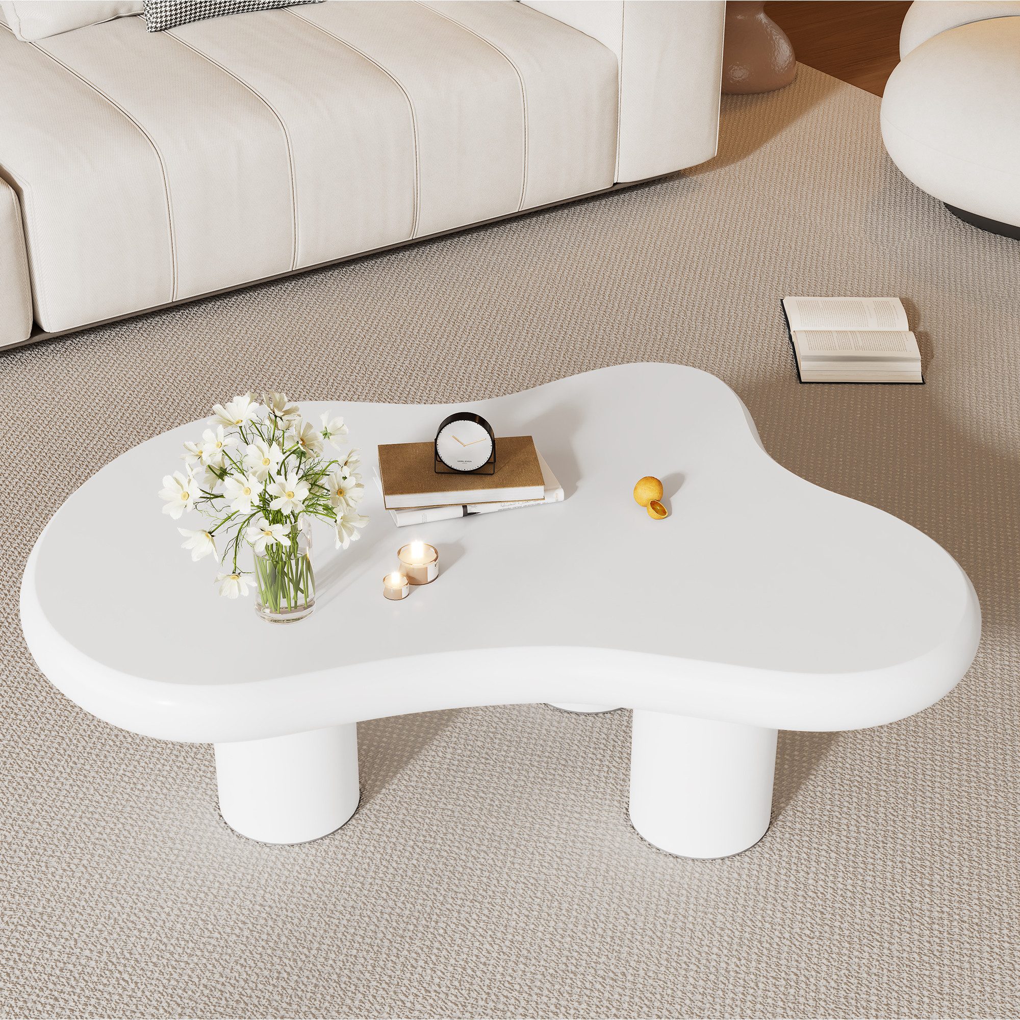 Merax Couchtisch in Wolkenform (1-St), Beistelltisch Scandi Wohnzimmertisch Kaffetisch, 97x67x32cm