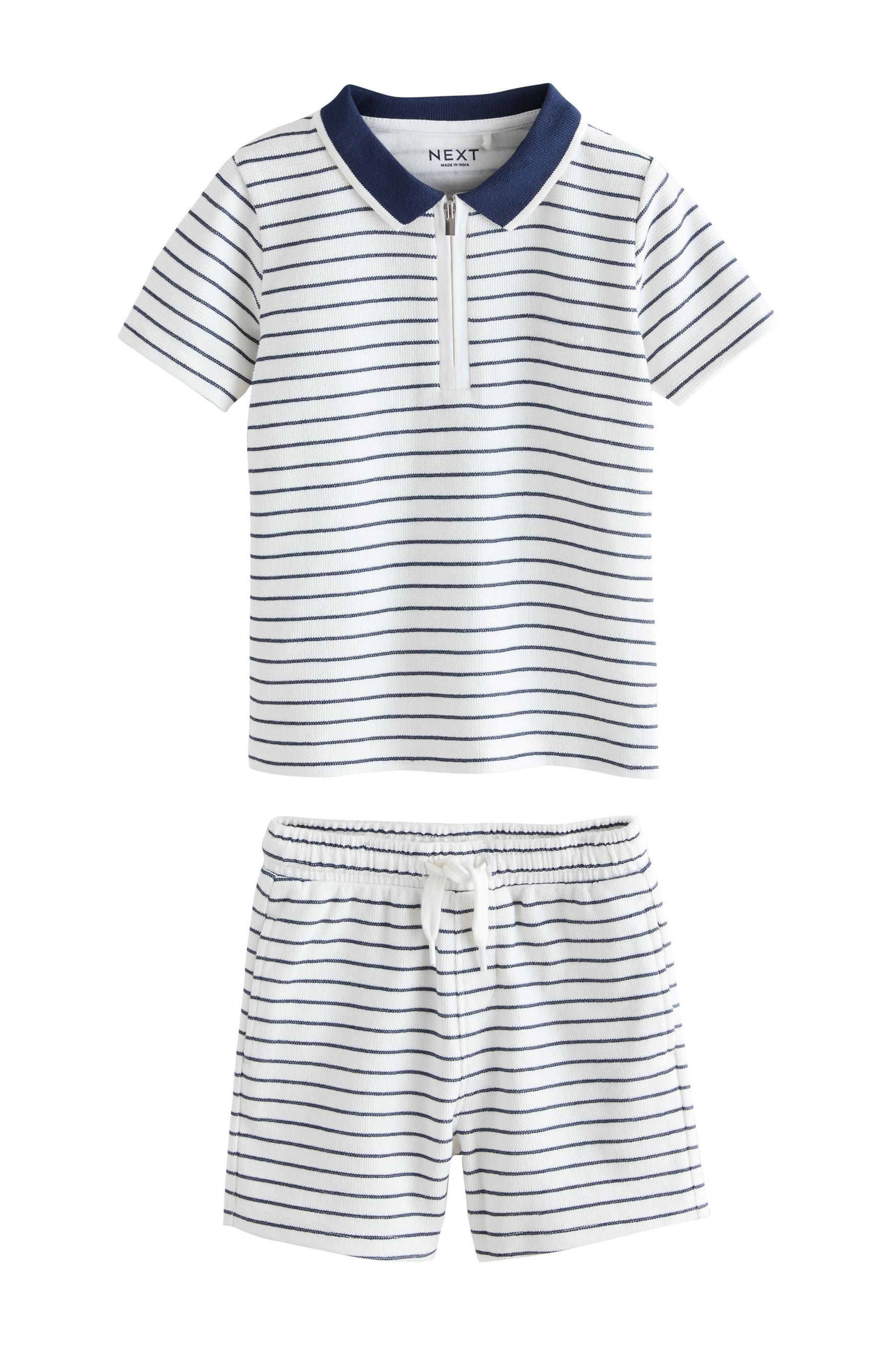 Navy/White Stripe Zip Neck