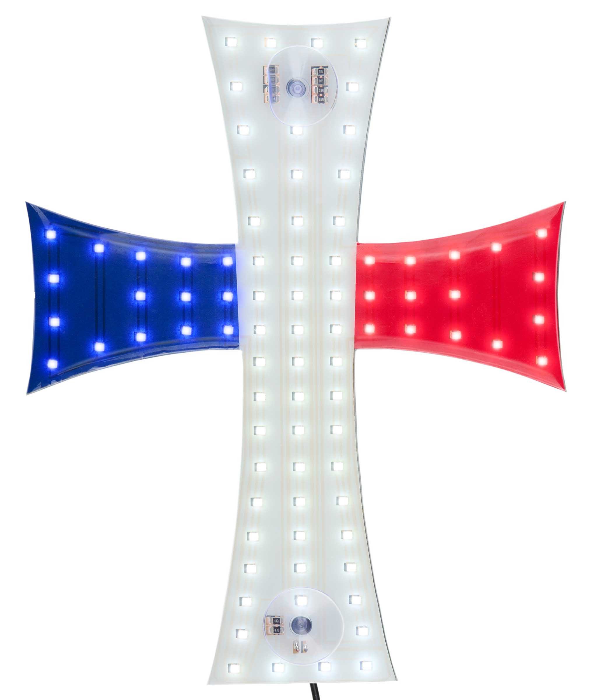 All Ride Dekofigur LKW LED-Kreuz, französische Nationalfarben (Anschlusskabel mit USB-A-Stecker, LED Kreuz mit 84 weißen LEDs auf weiß-blau-rot), LKW Innenbeleuchtung