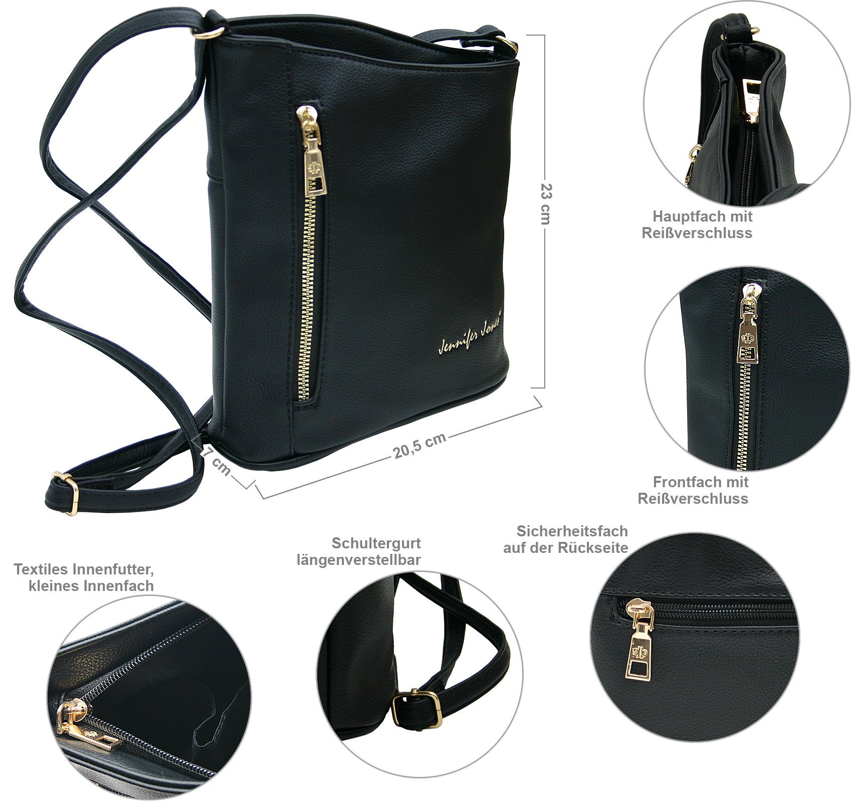 J JONES JENNIFER JONES Schultertasche Kleine Damen Umhängetasche, Eleganter Crossbody Bag