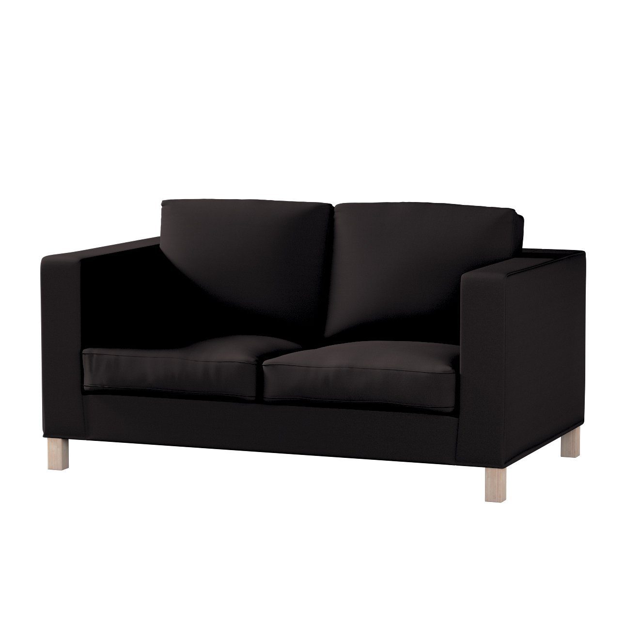 Sofahusse Karlanda 2-Sitzer Sofa nicht ausklappbar kurz, Cotton Panama, Dekoria schwarz