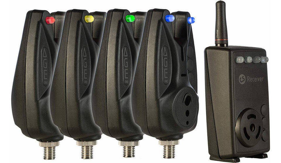 Carp Sounder elektronischer Bissanzeiger Carp Sounder Age One Funkbissanzeiger 4+1 Set versch. Farben, (3 x Carp Sounder Age One, 1 CS Receiver, Anleitung, Transportkoffer)