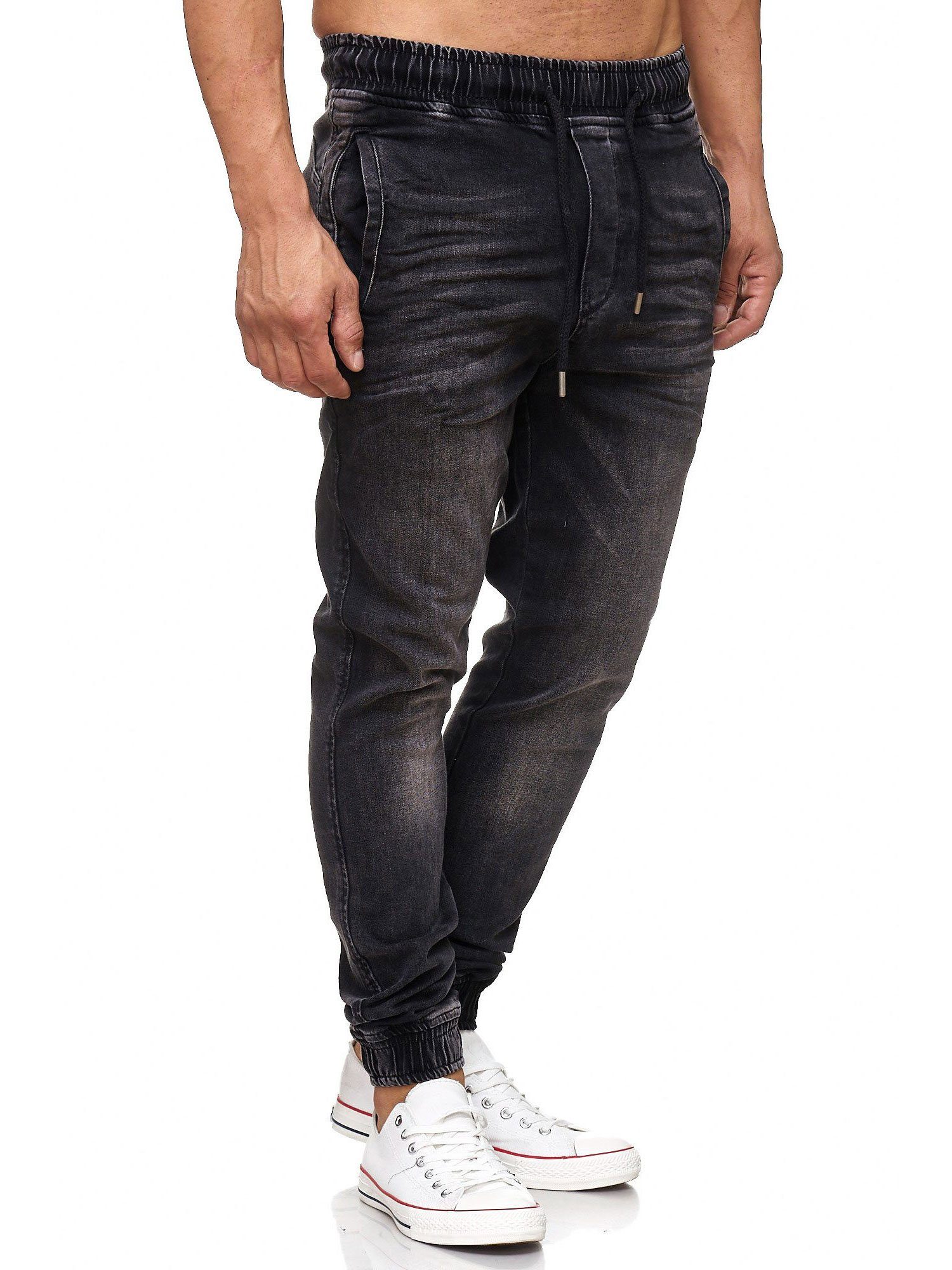 im Jogger-Stil Sweat Hose schwarz 17504 Tazzio Straight-Jeans