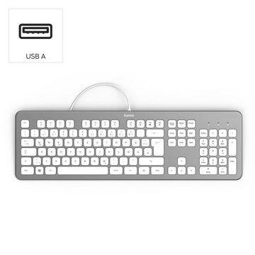 Hama Tastatur "KC-700", kabelgebunden, PC, Notebook, Laptop Keyboard PC-Tastatur (Abgesetzte Tasten/Leise Tasten)