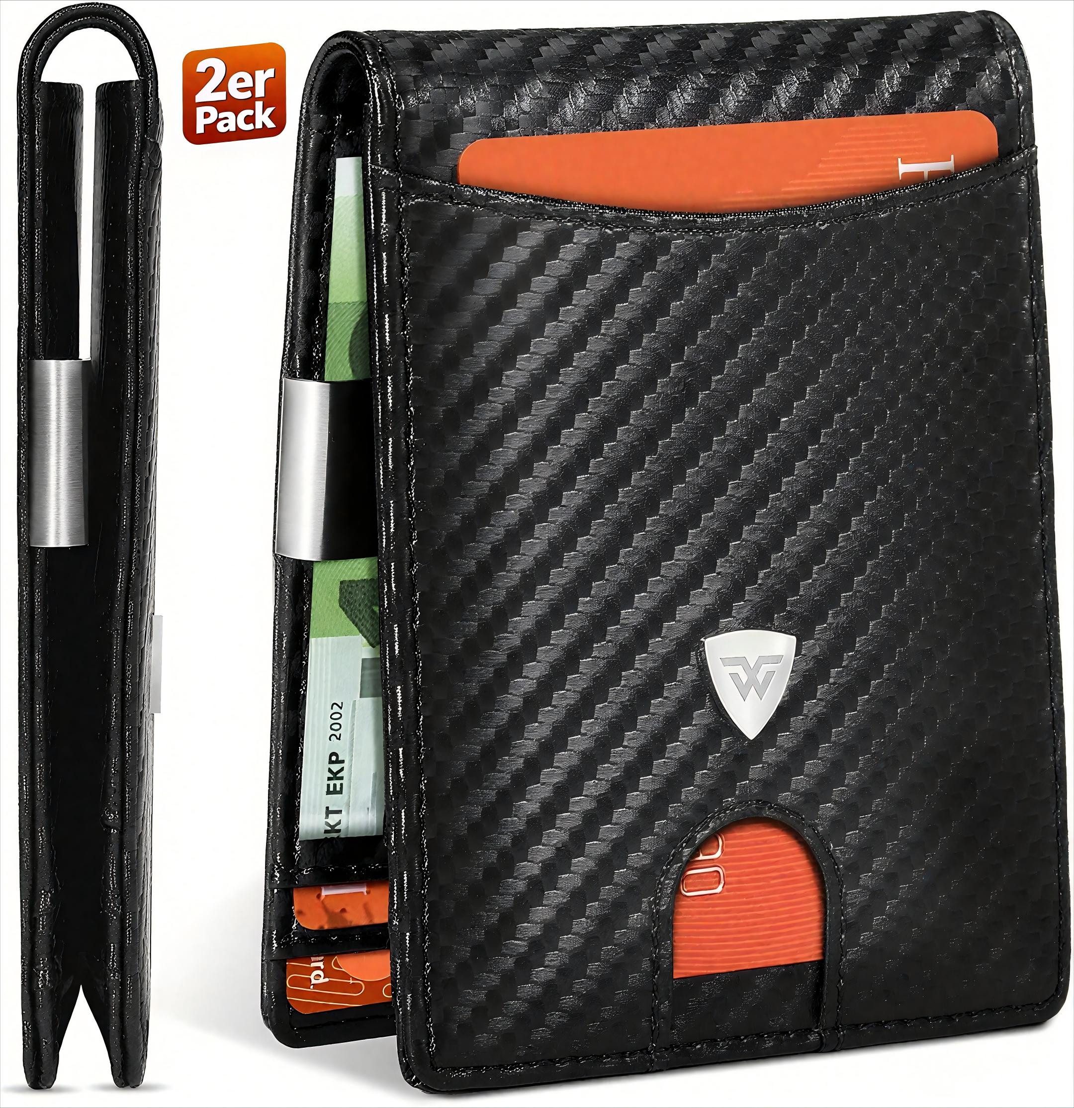 TEEHON Geldbörse Herren Slim RFID-Blockierung Kohlefaserleder Portmonee (2- günstig online kaufen