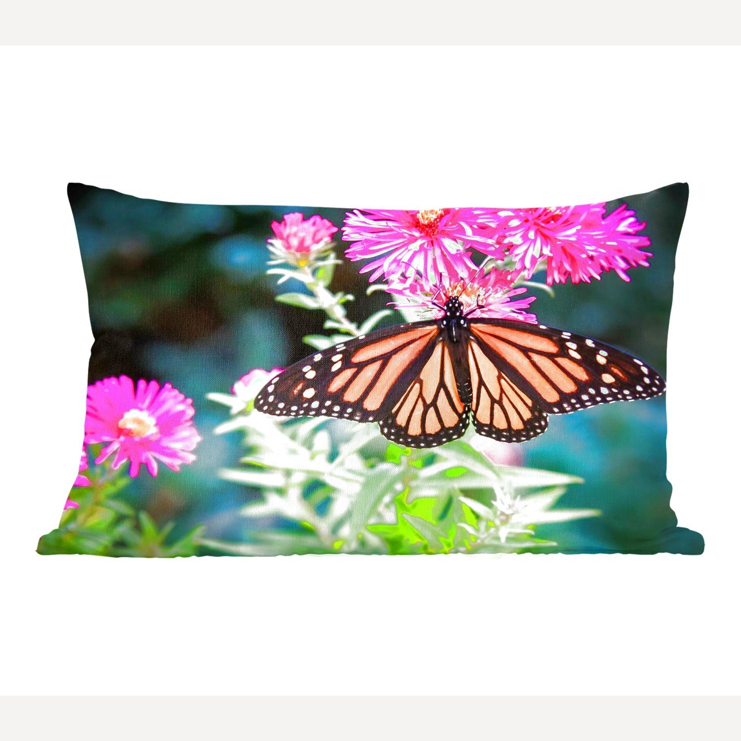 Botanisch Schlafzimmer MuchoWow Dekokissen - Wohzimmer Blume, Schmetterling Dekokissen - mit Zierkissen, Füllung, Dekoration,