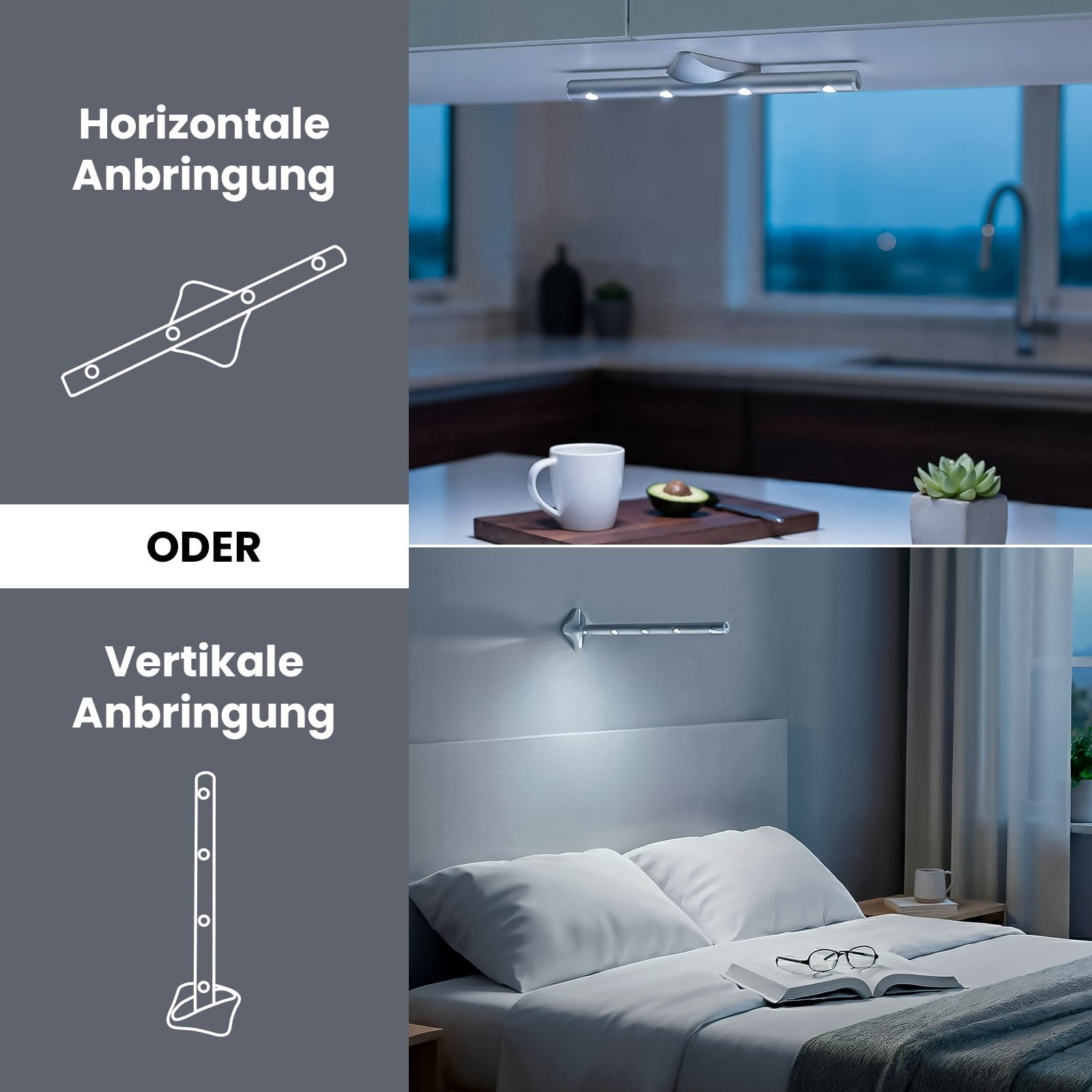 EAXUS LED Unterbauleuchte Schrankleuchte Batterie Klebe günstig online kaufen