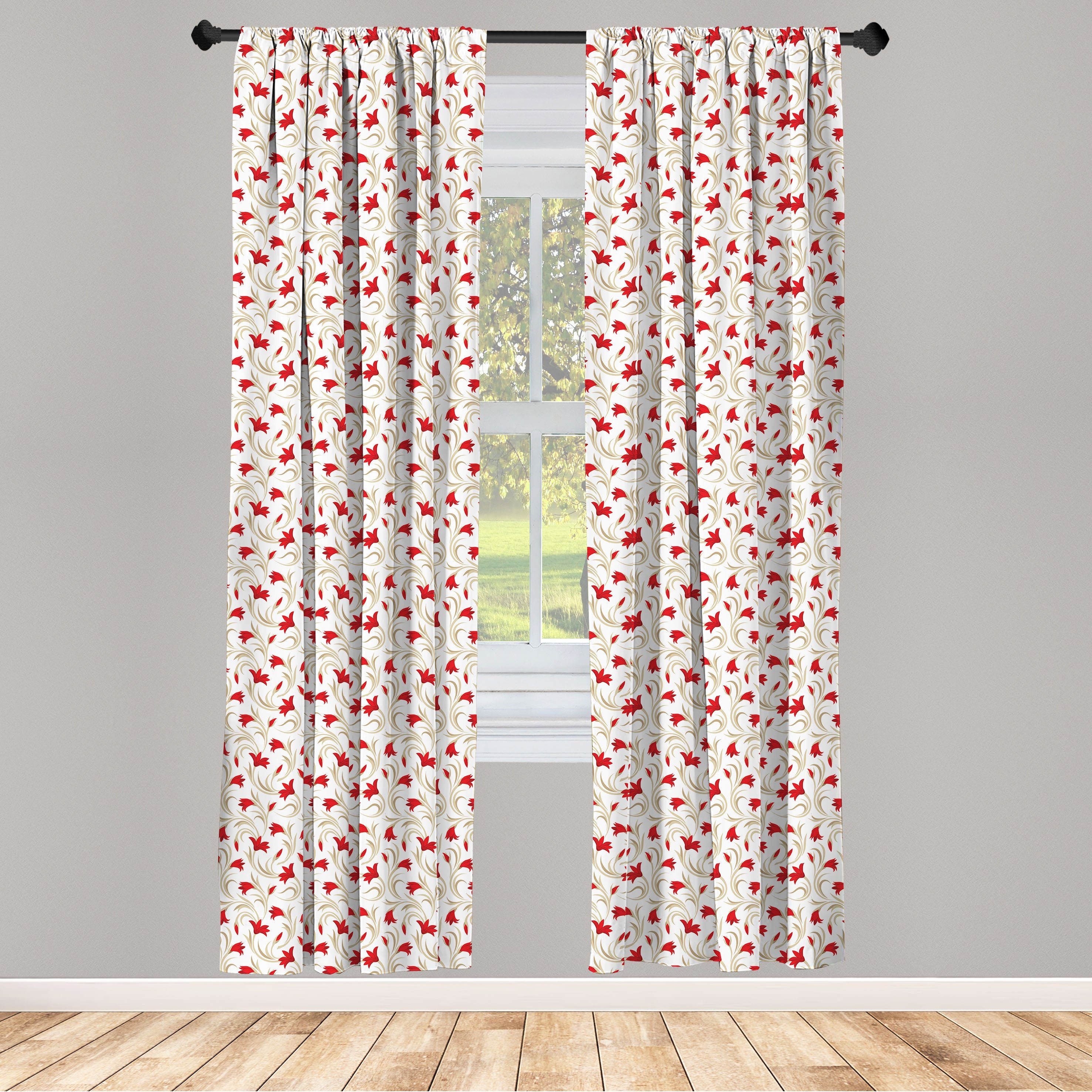 Gardine Vorhang für Wohnzimmer Schlafzimmer Dekor, Abakuhaus, Microfaser, Blumen Gladiolus und Blätter