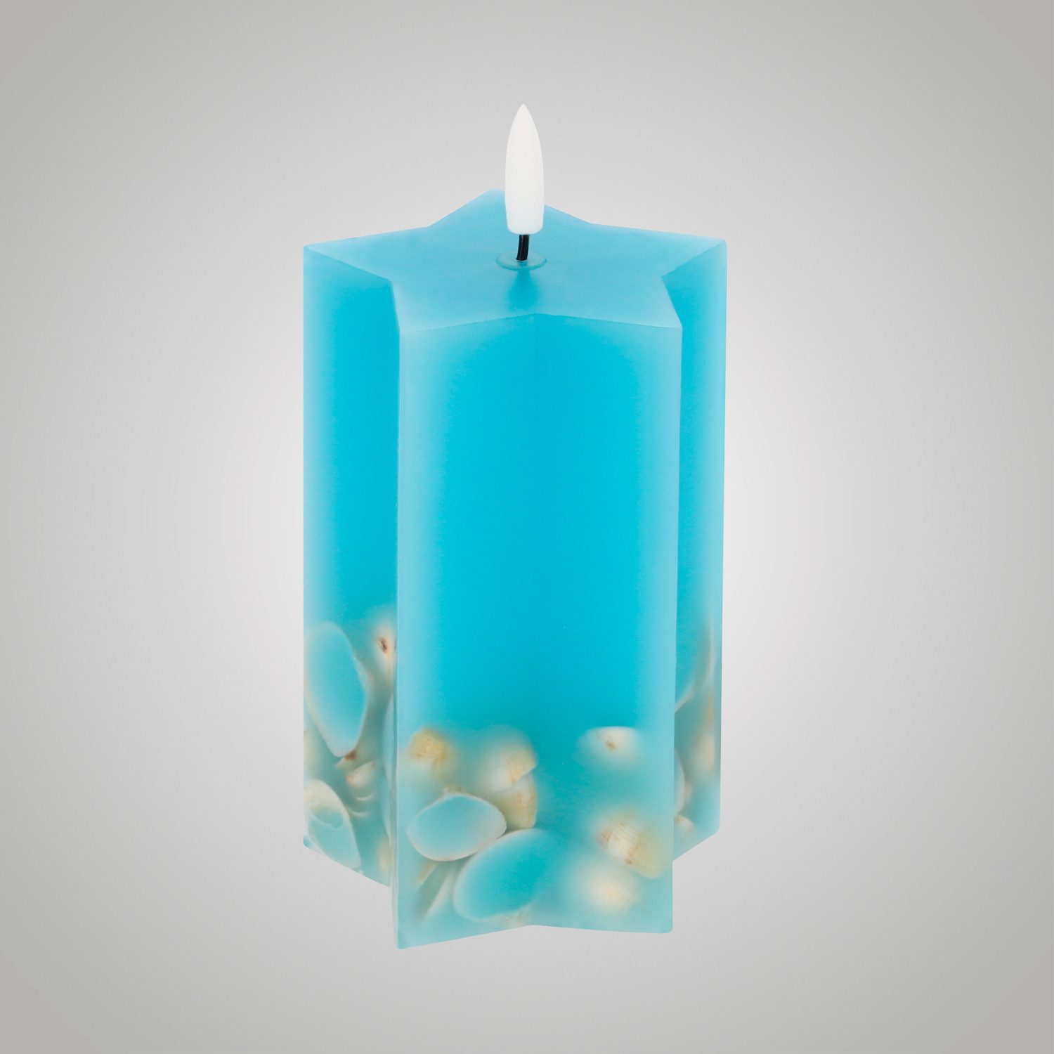 LED Universum LED-Kerze LED Universum - LED Wachskerze "Shelly Star" blau 12,5cm Sternform