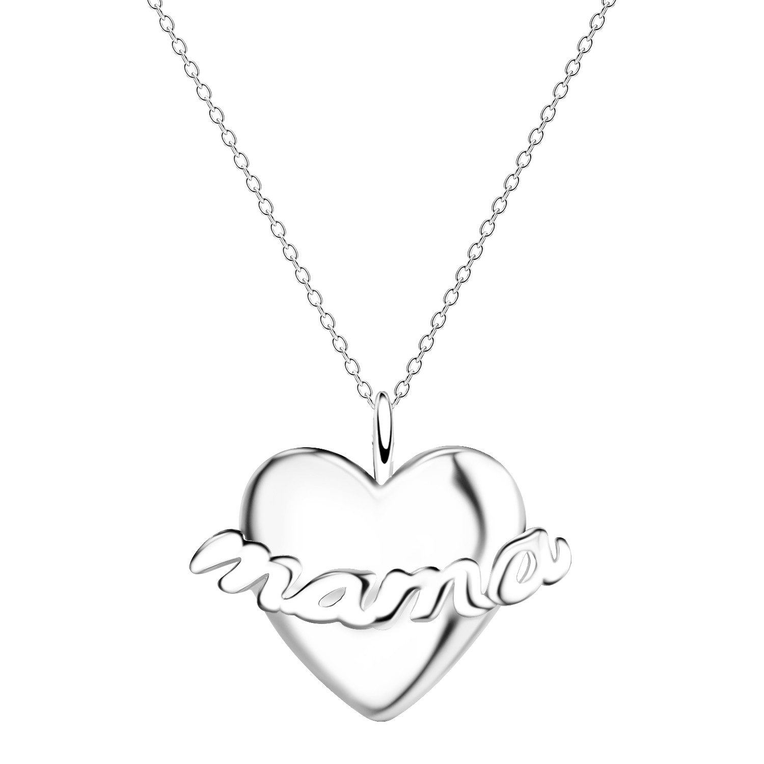 LÖB Kette mit Anhänger 925 Silber Halskette Mama Herz Anhänger Herzkette Herzanhänger Mutter (Geschenke für Frauen Damen Beste Freundin Mutter Mama Ehefrau Oma sie zum Geburtstag Schmuck Sommer), Kette Herzform Klein Minimalistisch Geometrisch Modern Leicht Filigran