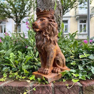 Aubaho Gartenfigur Skulptur Der Löwe Eisen 10kg König Krone Löwen Garten Figur Rost Antik