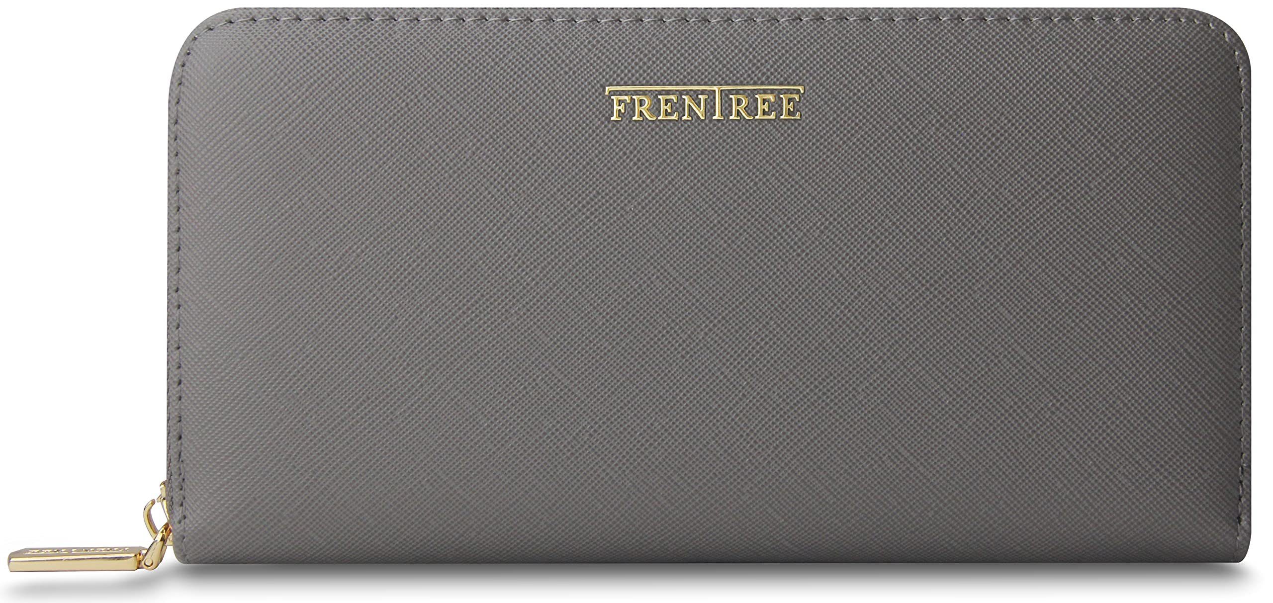 Frentree Geldbörse Damen Portemonnaie mit Rundum-Reißverschluss, 9 Karten, Handyfach, mit 3 große Fächer und RFID-Schutz,inkl. Geschenkbox