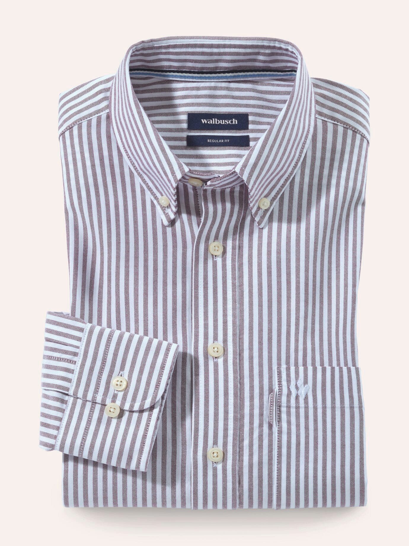 Walbusch Langarmhemd Herren Premium Oxford-Hemd Langarm Regular Fit Baumwolle Kentkragen Button-down, vorgewaschen, atmungsaktiv, Brusttasche
