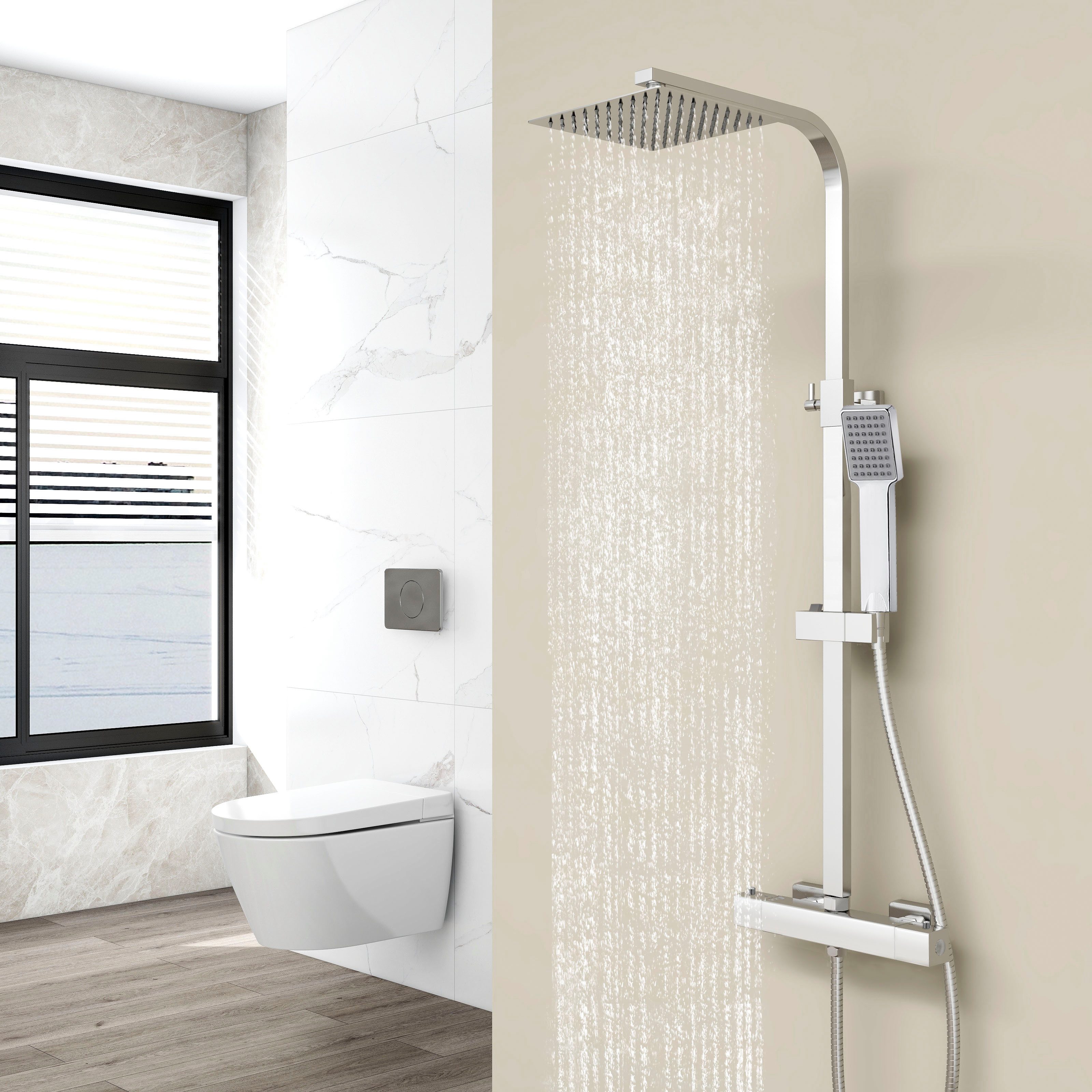 Aica Sanitär Duschsystem Thermostat Duscharmatur Regendusche günstig online kaufen