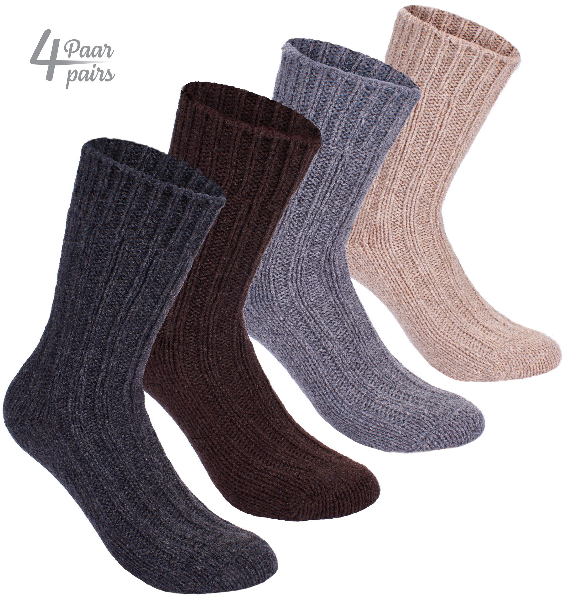 BRUBAKER Kuschelsocken warme dicke Alpaka Socken (Set, 4-Paar, mit Alpakawolle) Wintersocken für Damen und Herren – Bild 2 von 5