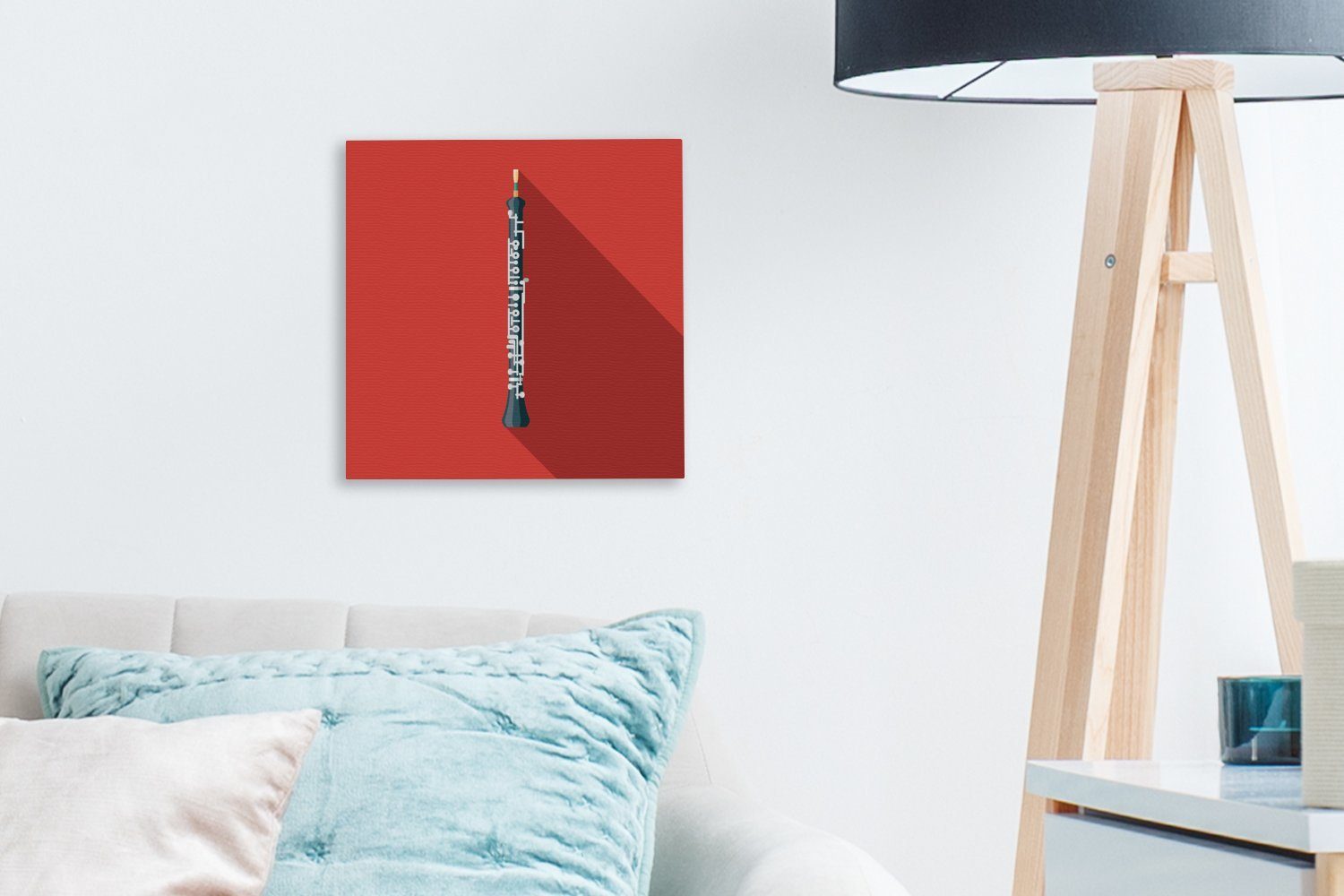 einer Leinwandbild Wohnzimmer Schlafzimmer schwarzen Leinwand Hintergrund, für Oboe OneMillionCanvasses® rotem Eine St), (1 Illustration auf Bilder