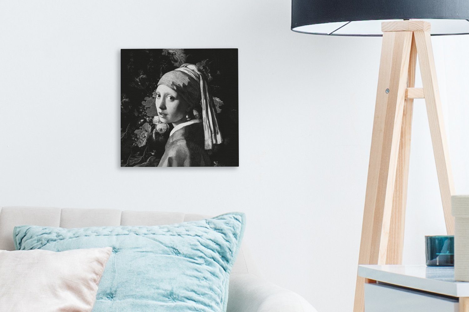 Mädchen Gemälde - Perlenohrring Das dem OneMillionCanvasses® mit - St), Bilder für Vermeer (1 Wohnzimmer Schlafzimmer bunt Schwarz und, Johannes Leinwand