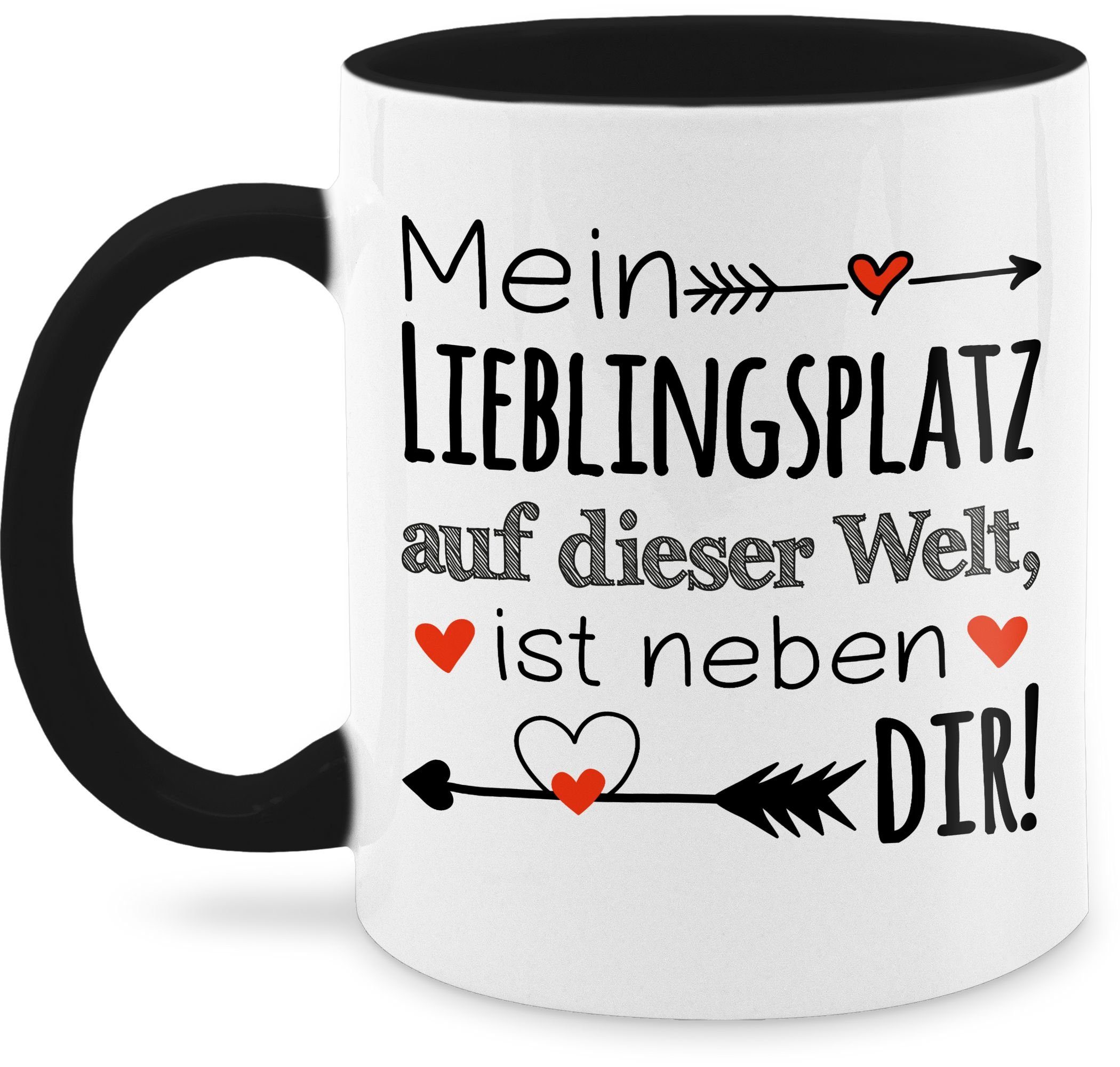 Shirtracer Tasse Lieblingsplatz - Geschenk Beziehung Partner Partnerin Liebeserklärung, Keramik, Valentinstag Geschenk 1 Schwarz