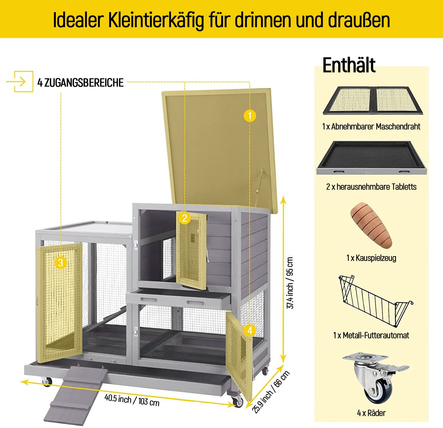 X-ZONE PET Tierhaus Zweistöckiger Winterfester Kaninchenstall, günstig online kaufen