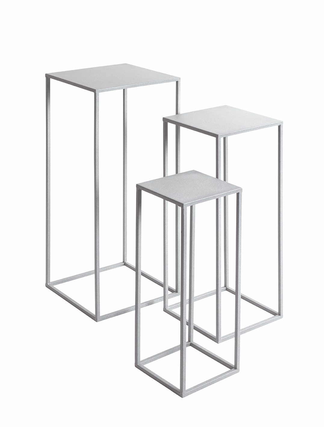 HAKU Blumentisch (3-teilig) in grau (Coolgrey), Metall - 18x50x18cm (BxHxT) (3-teilig, 3er Set)