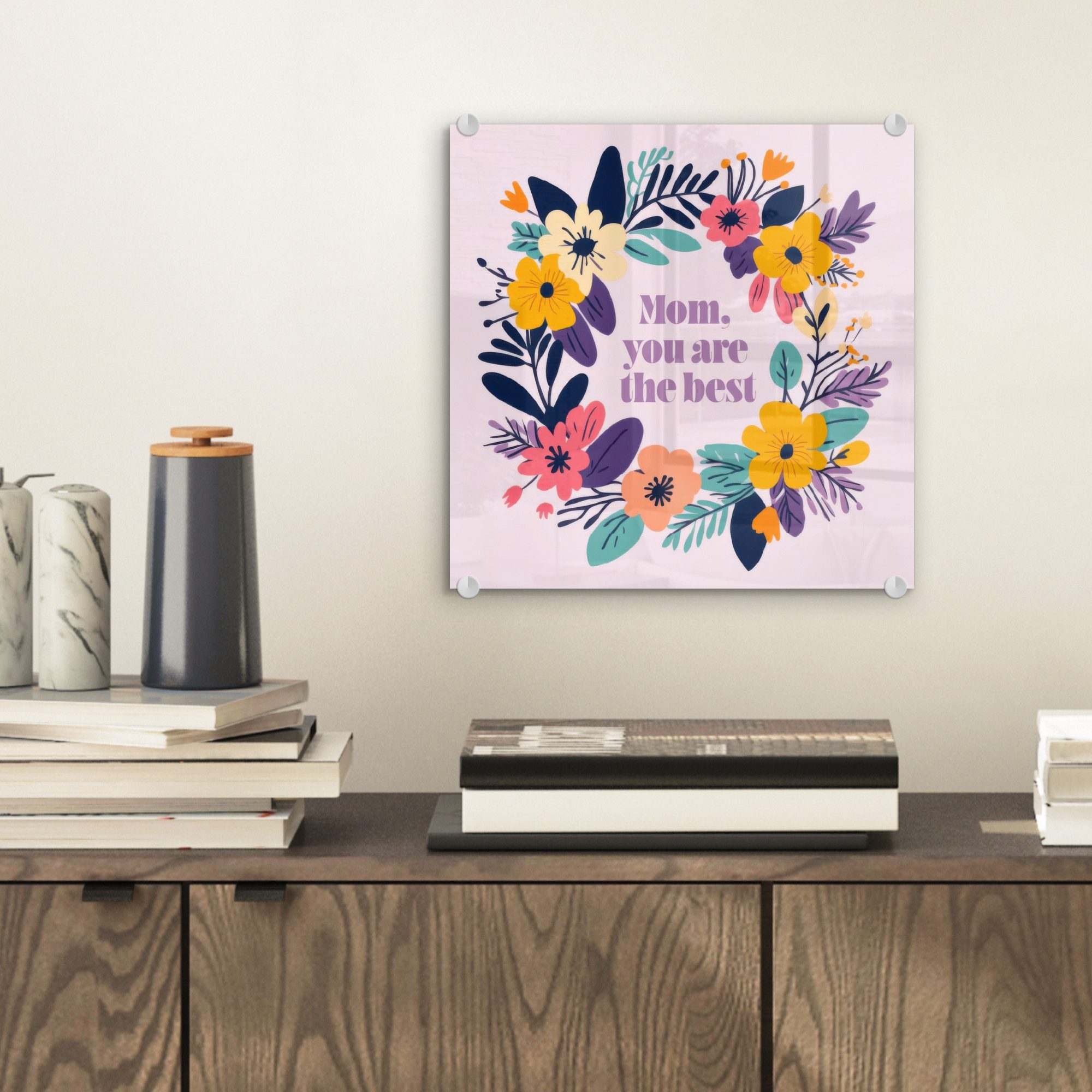 MuchoWow Acrylglasbild Blumenkranz - Bunt - günstig online kaufen