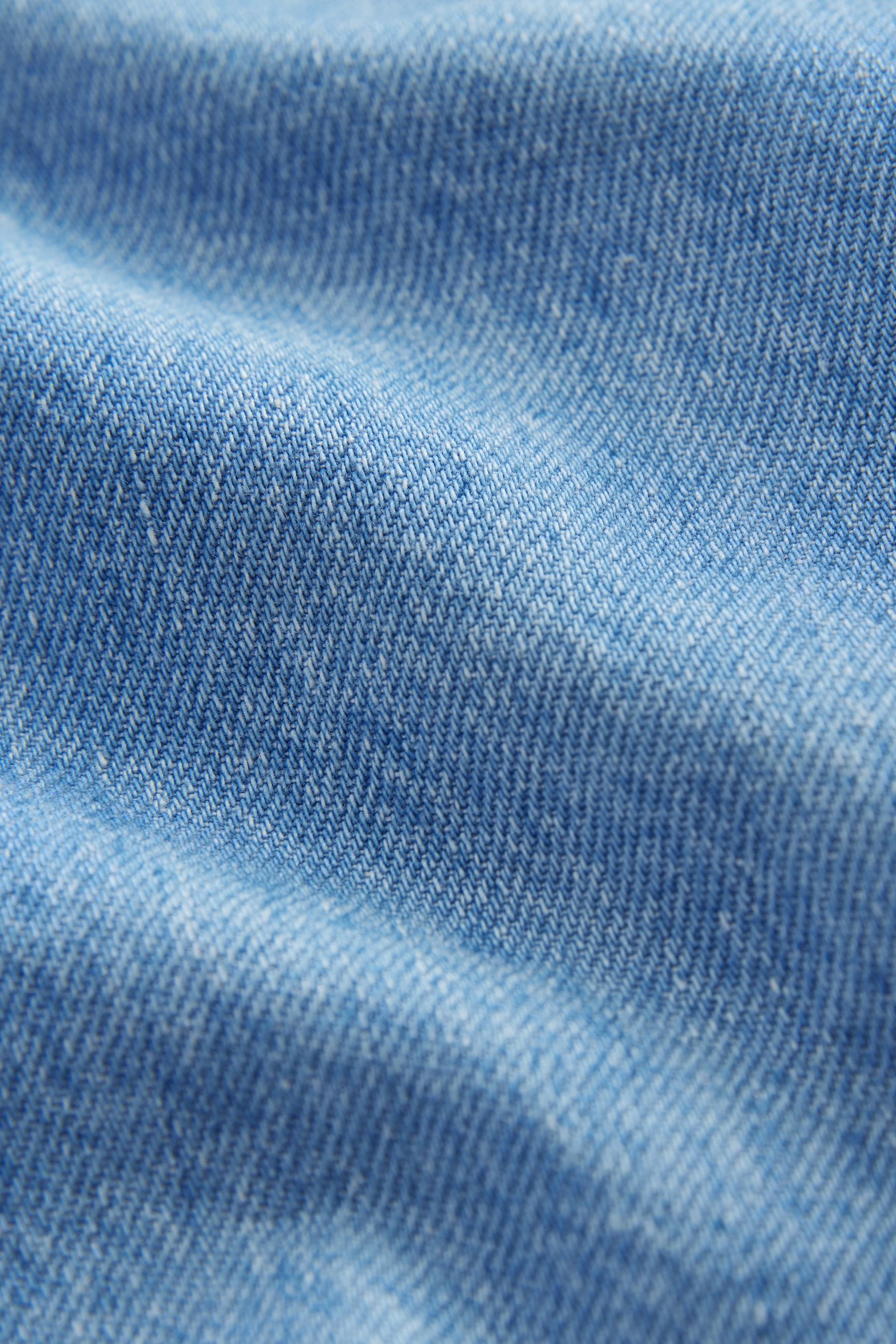 Next Langarmhemd Jeanshemd mit Henley-Kragen 100 % Baumwolle (1-tlg)