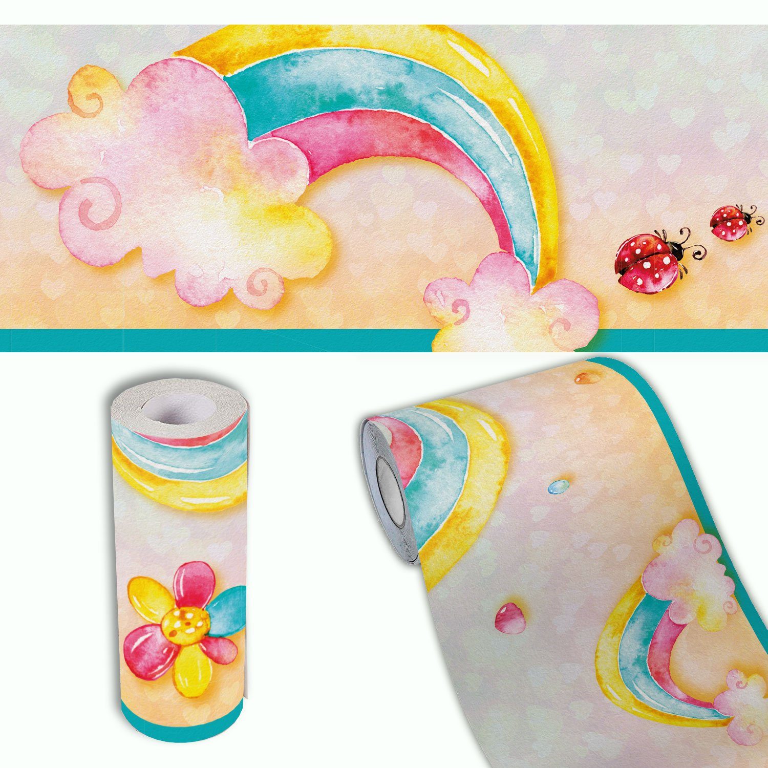 Sunnywall Bordüre Regenbogen (Bordüre - 400 cm), floral, geblümt, (1 St), selbstklebend