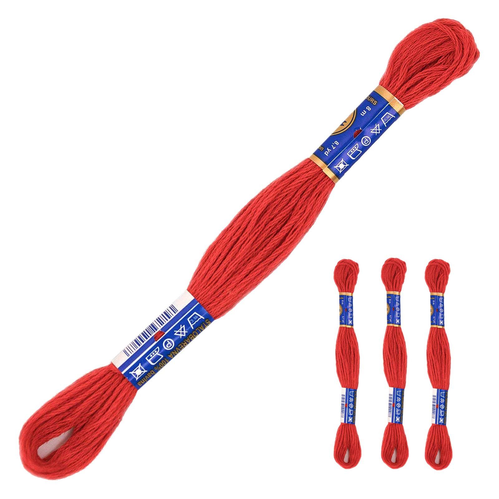 maDDma 3 Docken Stickgarn Sticktwist Stickgarn, 8 m, 3292 rot
