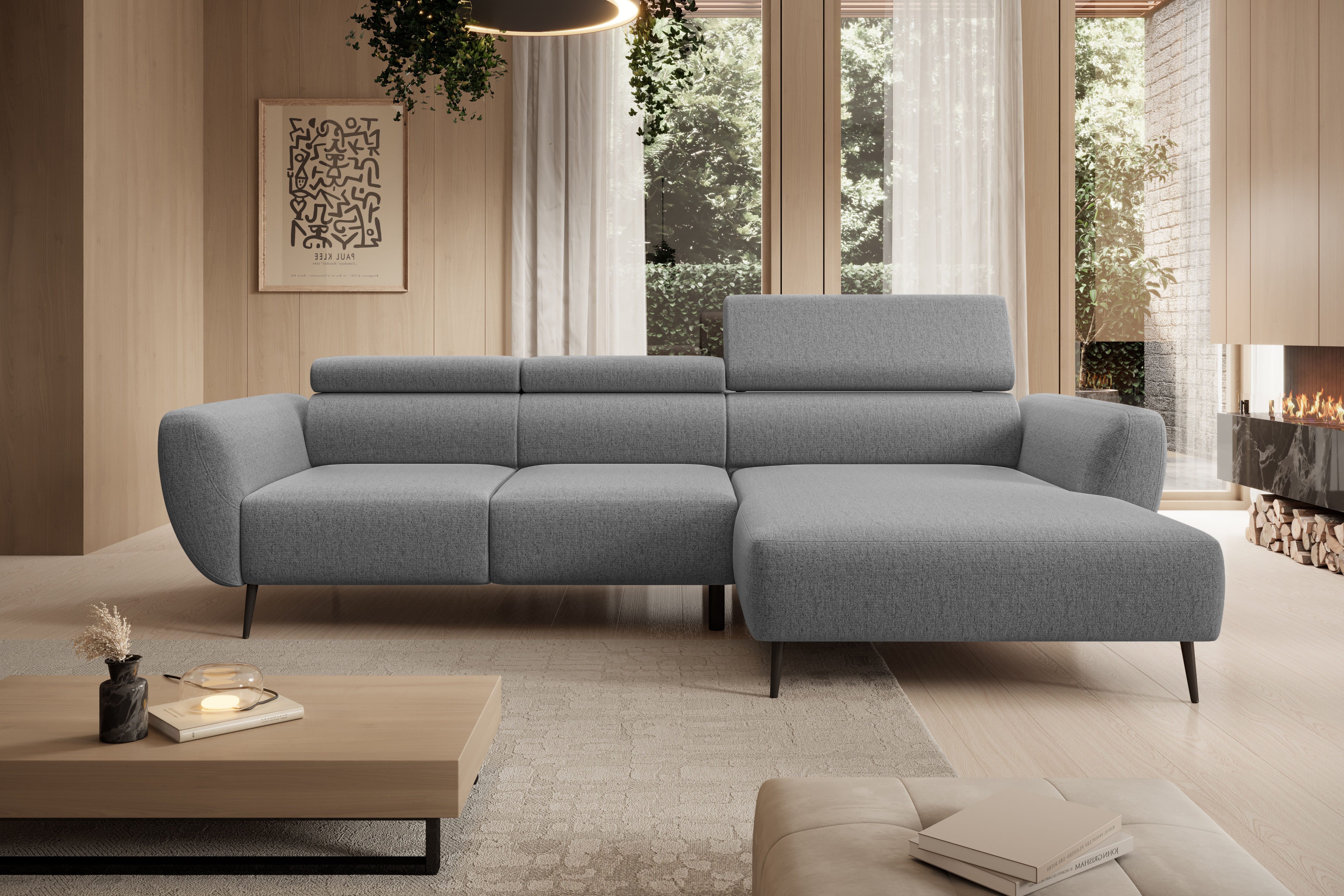 WERK2 Ecksofa Alisson 277 x 174 cm modern & bequem, bodenfrei, Multifunktionen, Luxus-Microfaser weich, L-Form, XXL, elektrische Sitztiefenverstellung