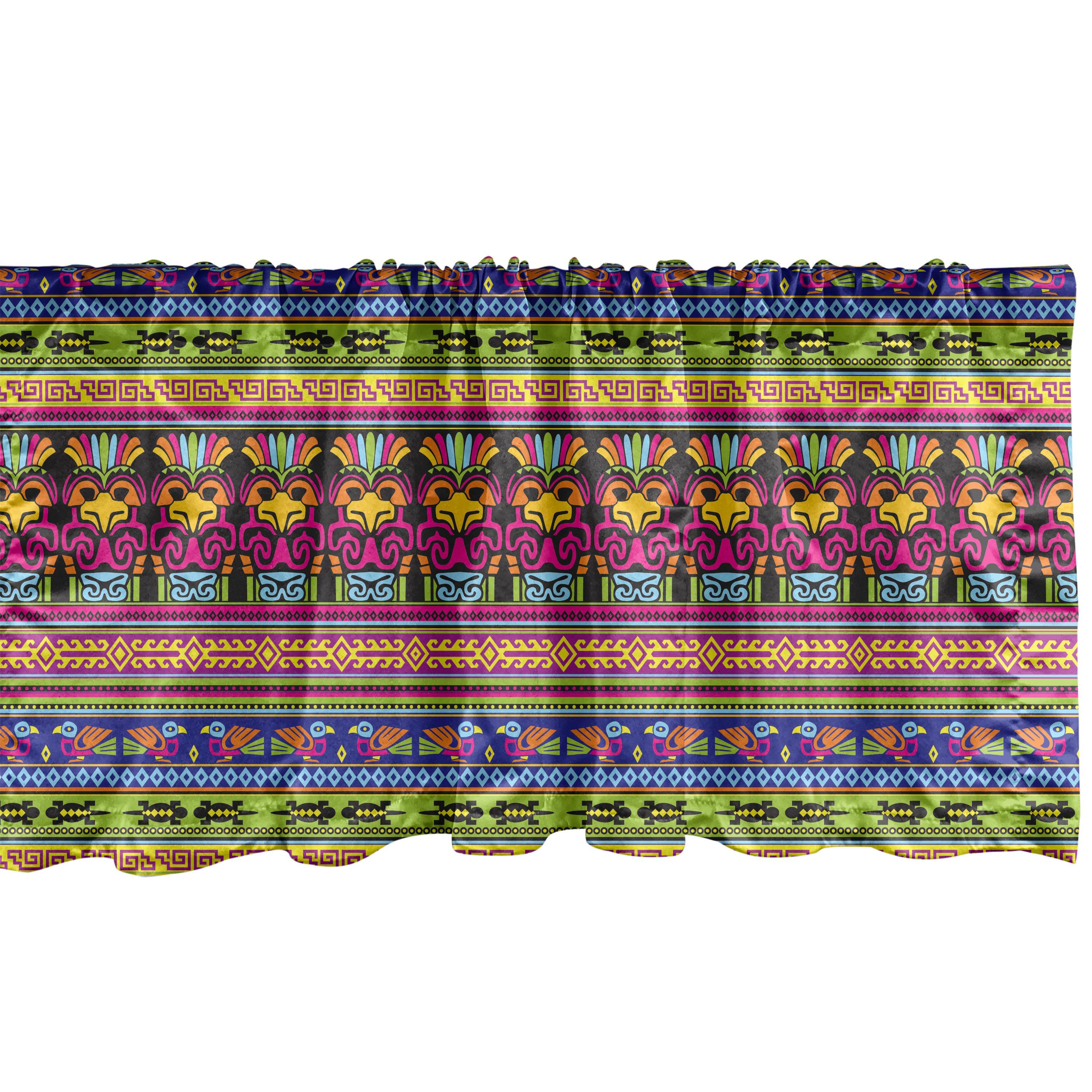 Vorhang Primitive Scheibengardine Stangentasche, Aztec Schlafzimmer Volant für Borders Dekor Microfaser, Abakuhaus, mit Küche