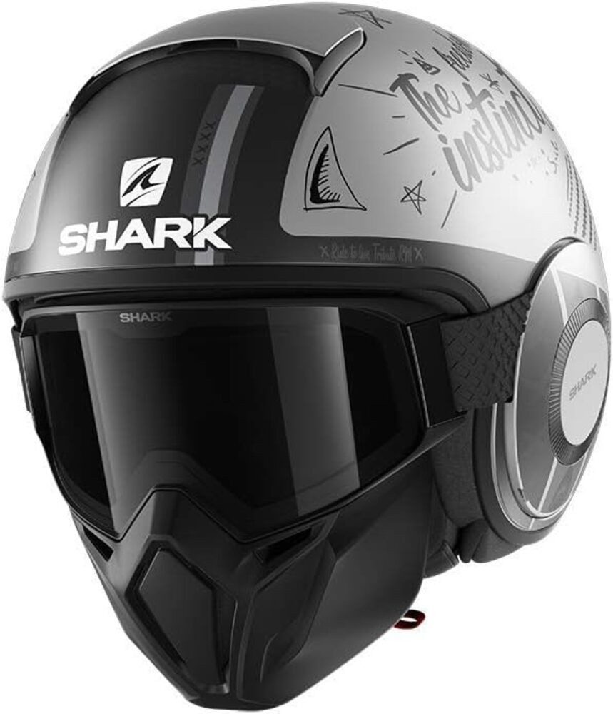 SHARK HELMETS Motorradhelm Shark STREET DRAK TRIBUTE RM Mat SAA, Schwarz/Grau, Gr. M