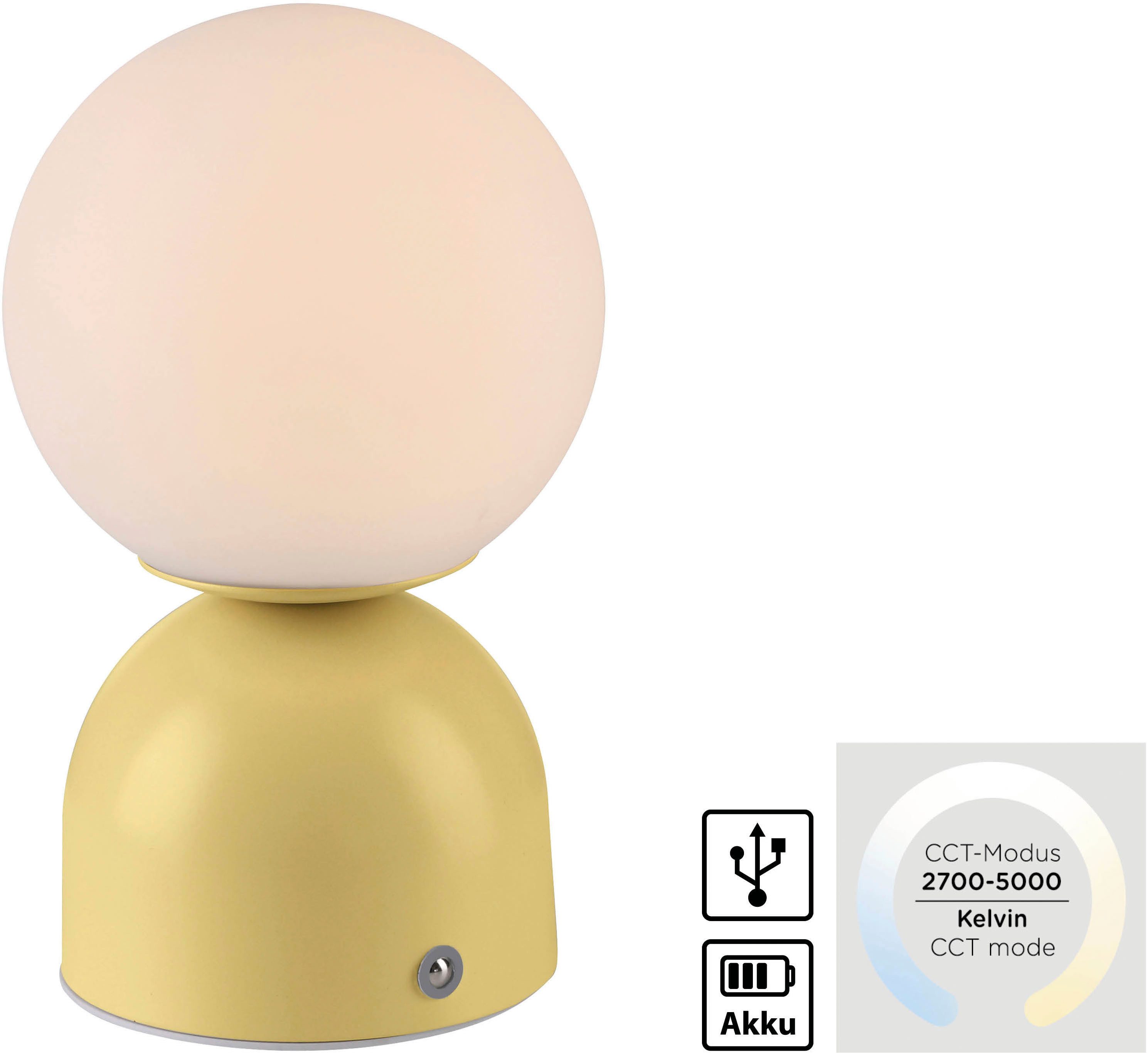 SCHÖNER WOHNEN-Kollektion LED Tischleuchte RUDI, Farbsteuerung, LED fest integriert, warmweiß - kaltweiß, SCHÖNER WOHNEN Kollektion, CCT 3000-6000K, Touchdimmer, Memoryfunktion