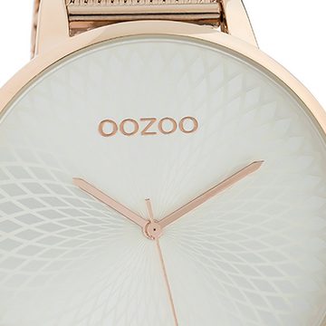 OOZOO Quarzuhr Oozoo Unisex Armbanduhr Timepieces Analog, (Analoguhr), Damen, Herrenuhr rund, extra groß (ca. 48mm), Metallarmband rosegold