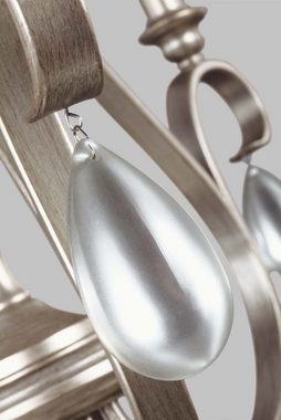 etc-shop Kronleuchter, Leuchtmittel nicht inklusive, Kronleuchter Hängelampe Deckenleuchte Stahl Silber D 63,5 cm