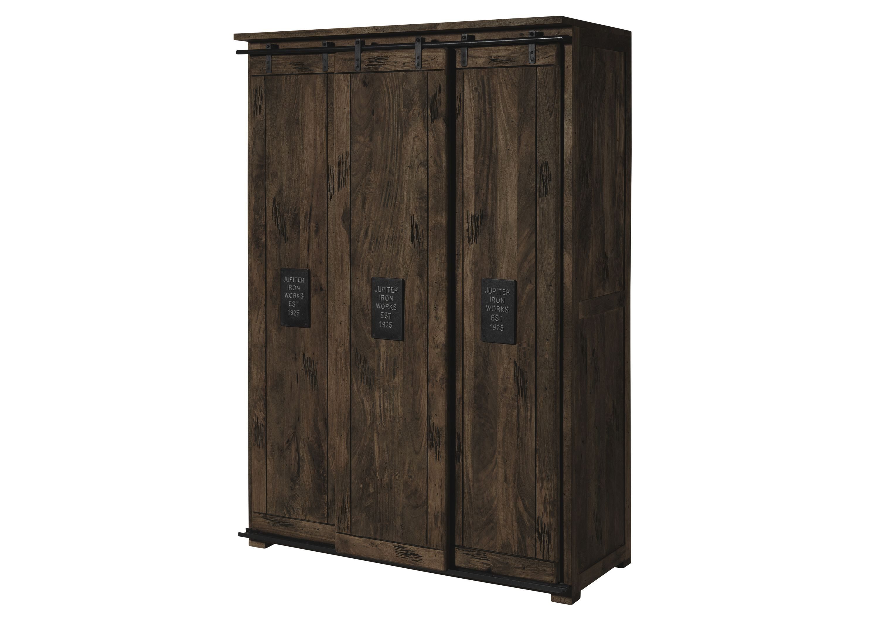 Massivmoebel24 Kleiderschrank RAILWAY (Mango 140x65x200 grau lackiert RAILWAY #269) Mango 140x65x200 grau lackiert RAILWAY #269