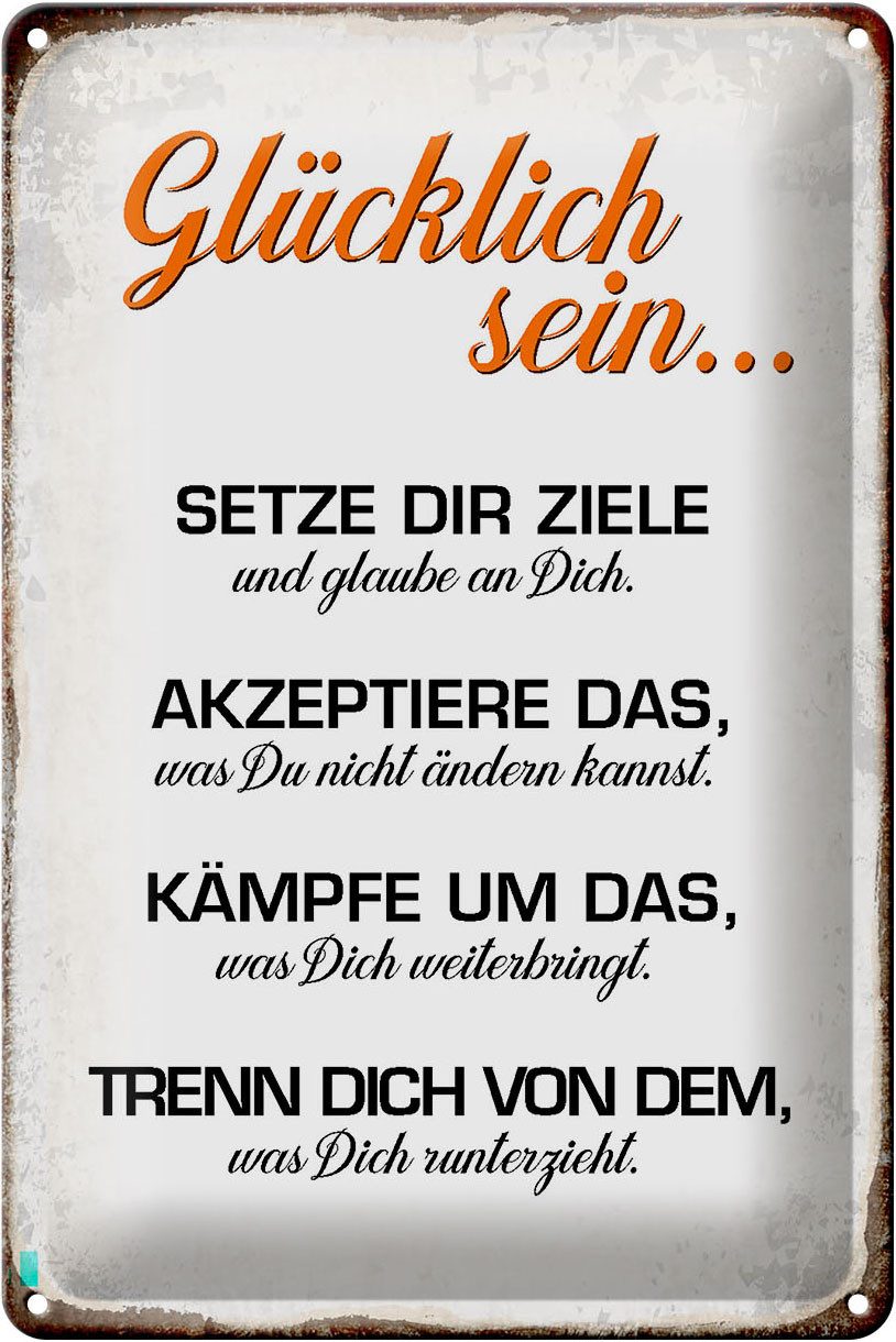 Hebold Metallschild Schild Blech 20x30cm - Made in Germany - Spruch glücklich sein glaube