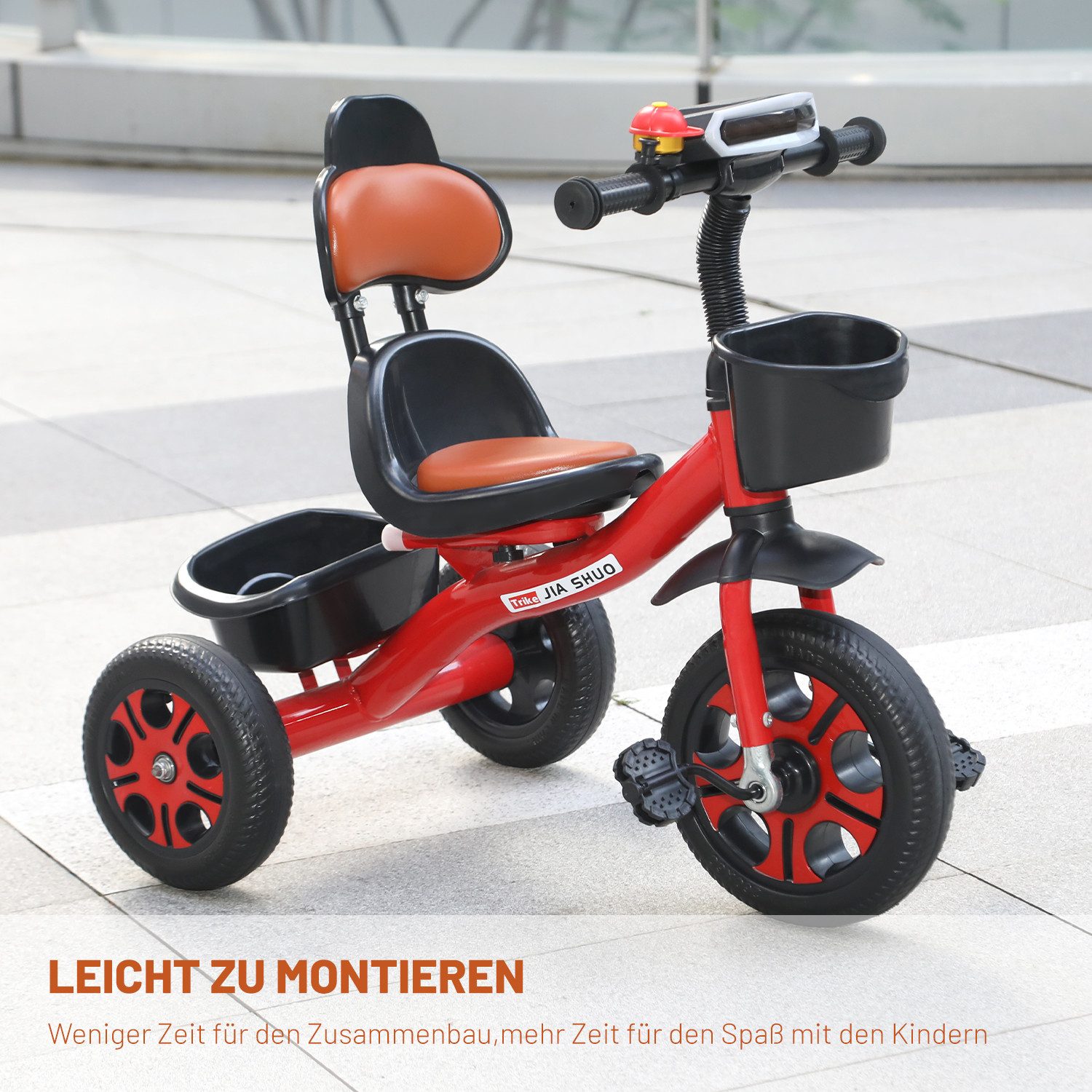 oyajia Dreirad Kinderdreirad Kinderfahrrad mit Pedalen, Fahrradkorb, mit einem geräumigen Sitz und einer bequemen Rückenlehne