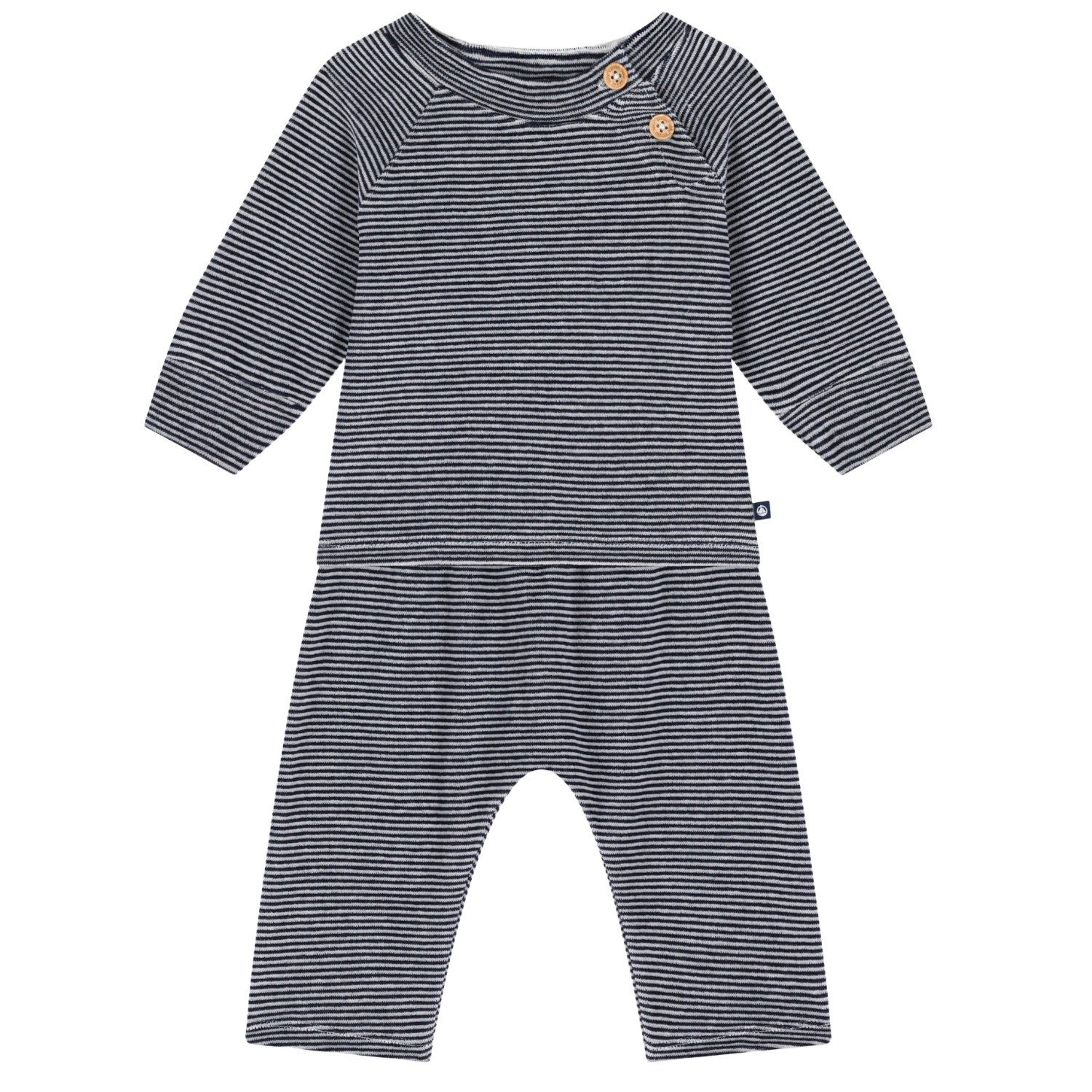 Petit Bateau Neugeborenen-Geschenkset Petit Bateau 2-teiliges Baby-Set blau Cardigan und Hose Streifen