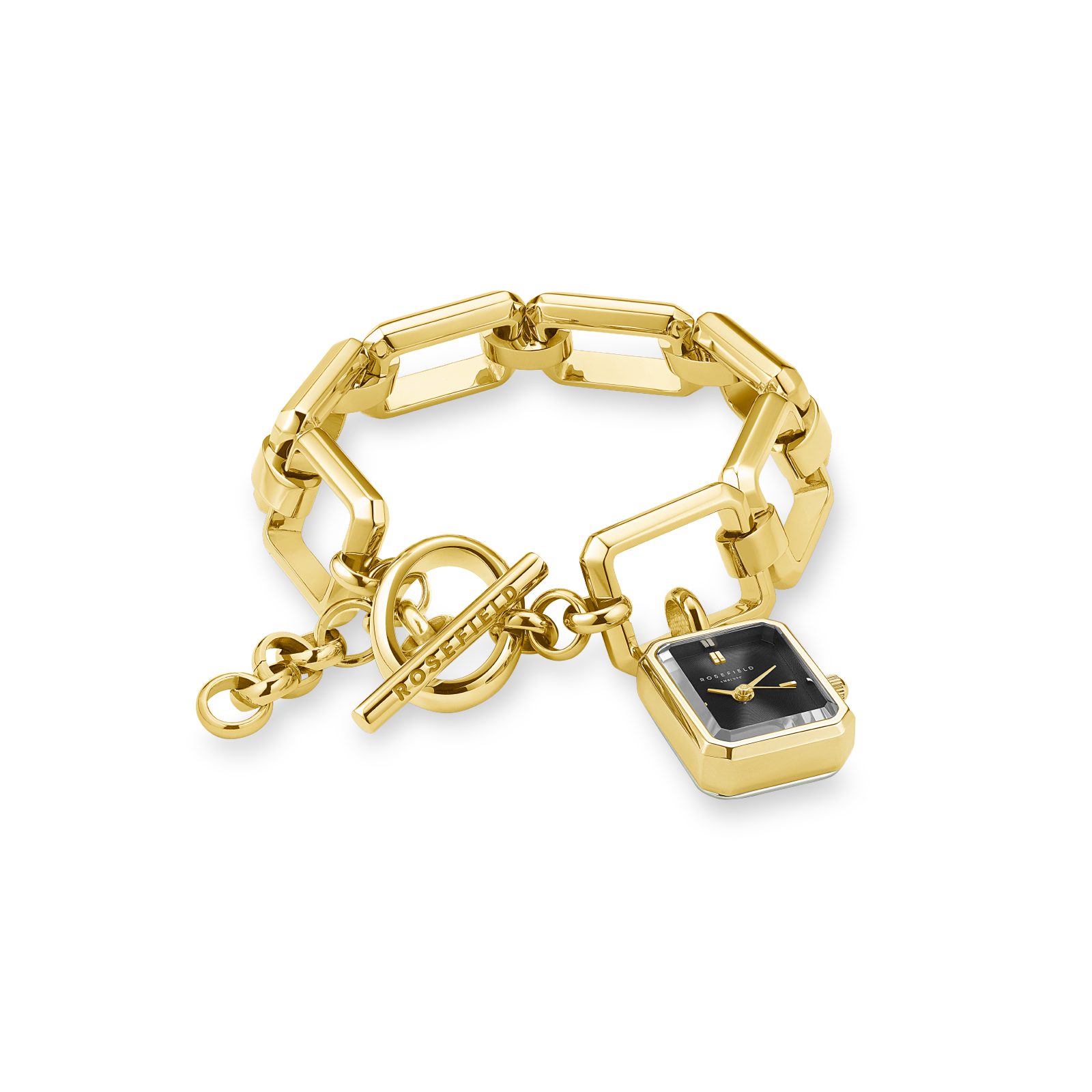ROSEFIELD Quarzuhr ROSEFIELD Damenuhr mit Anhängerkette Octagon 18.5mm Goldfarben