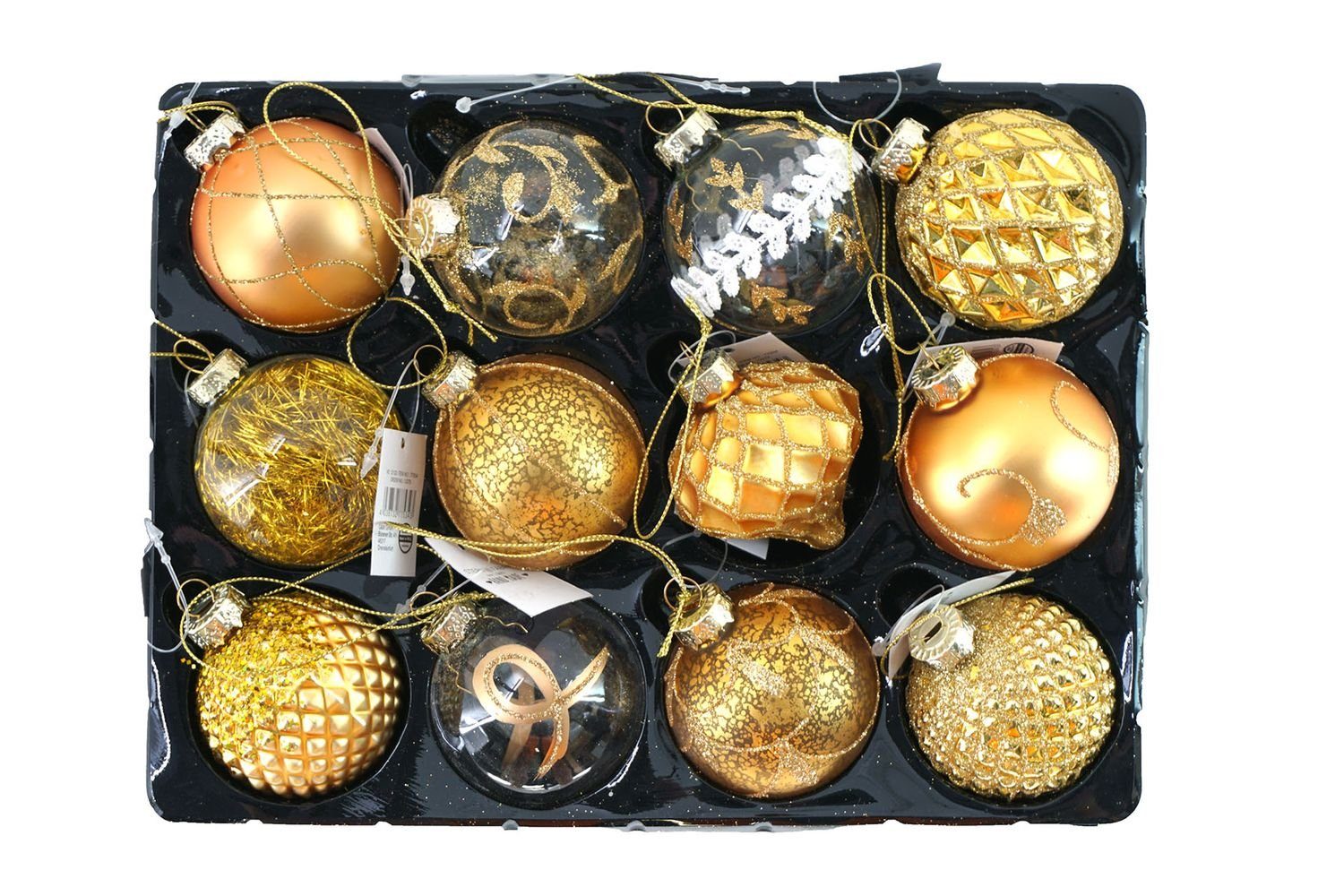 BURI Weihnachtsbaumkugel Glas-Weihnachtsbaumkugeln 12er-Set Christbaumschmuck Weihnachtsdeko (12 St)