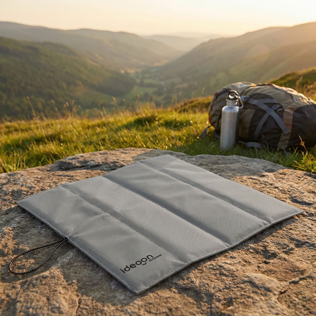 shop'n smile ideoon Thermositzkissen Faltbares Sitzkissen Outdoor Thermokissen Wasserdicht 30x32x1 cm Grau, 1-tlg., 1er-Set & 2er-Set, Faltbares, wasserdichtes Outdoor-Thermokissen für Camping, Stadion