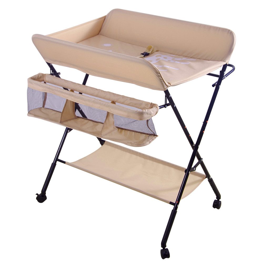 JEOBEST Wickeltisch Wickelauflage Mulde Kommode Unterlage Wickeln Baby Kind (KLAPPBAR), (1-tlg), Höhenverstellbar, Wasserdichte, Staufach, Mit Bremse – Bild 5 von 5