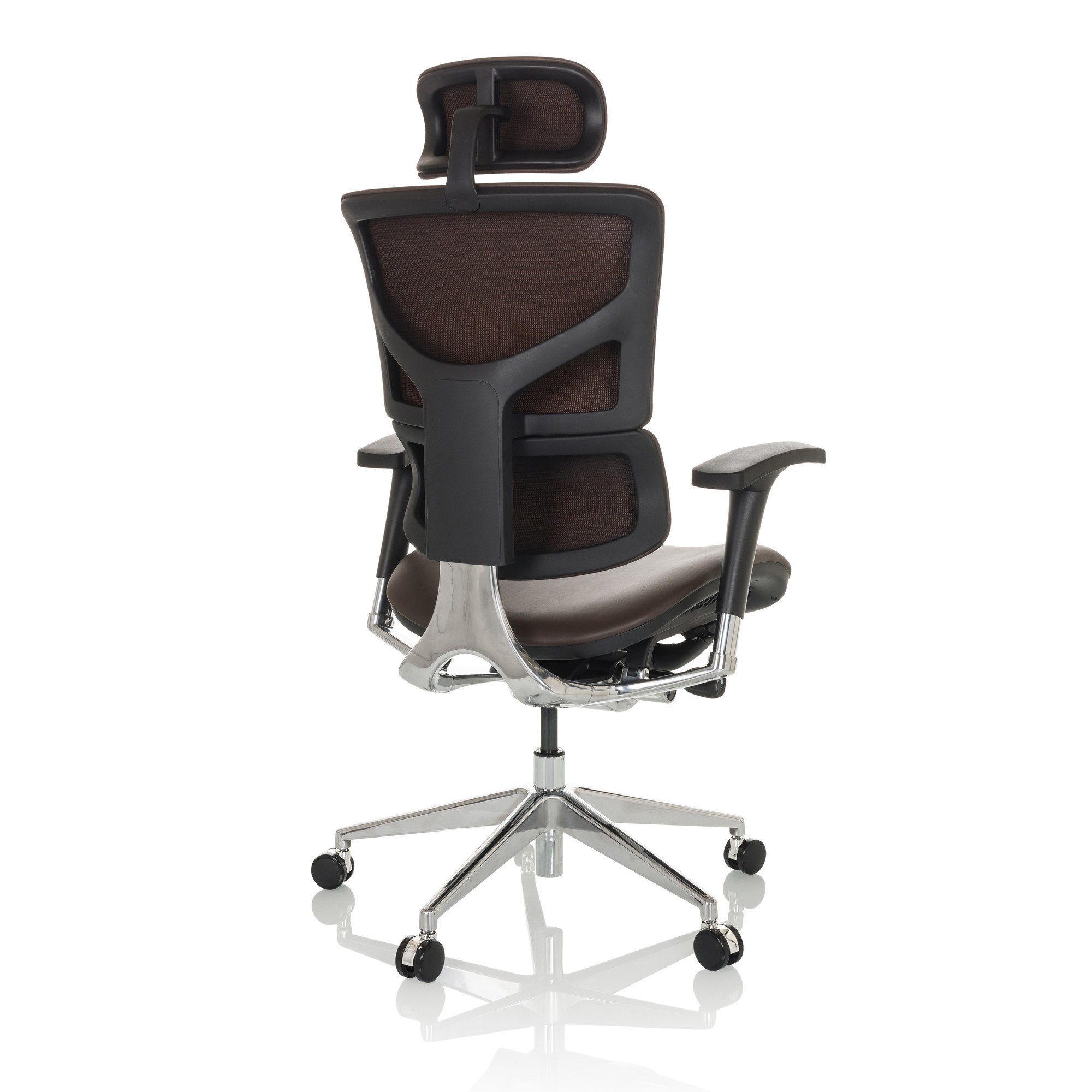 Chefsessel L Leder hjh (1 Drehstuhl ergonomisch St), OFFICE Dunkelbraun Bürostuhl Luxus ERGO-U2