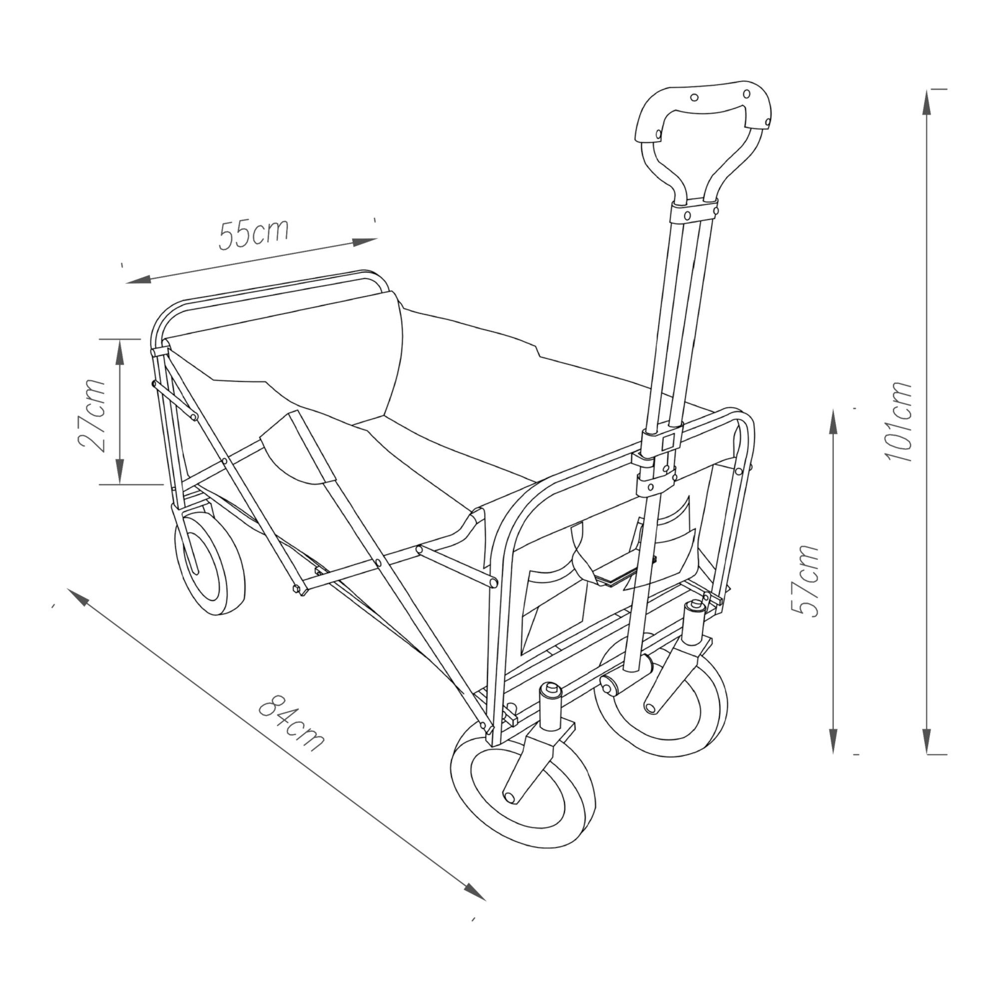 pro.tec Bollerwagen, »Stenlille« 84 x 55 cm max. 80 kg Schwarz
