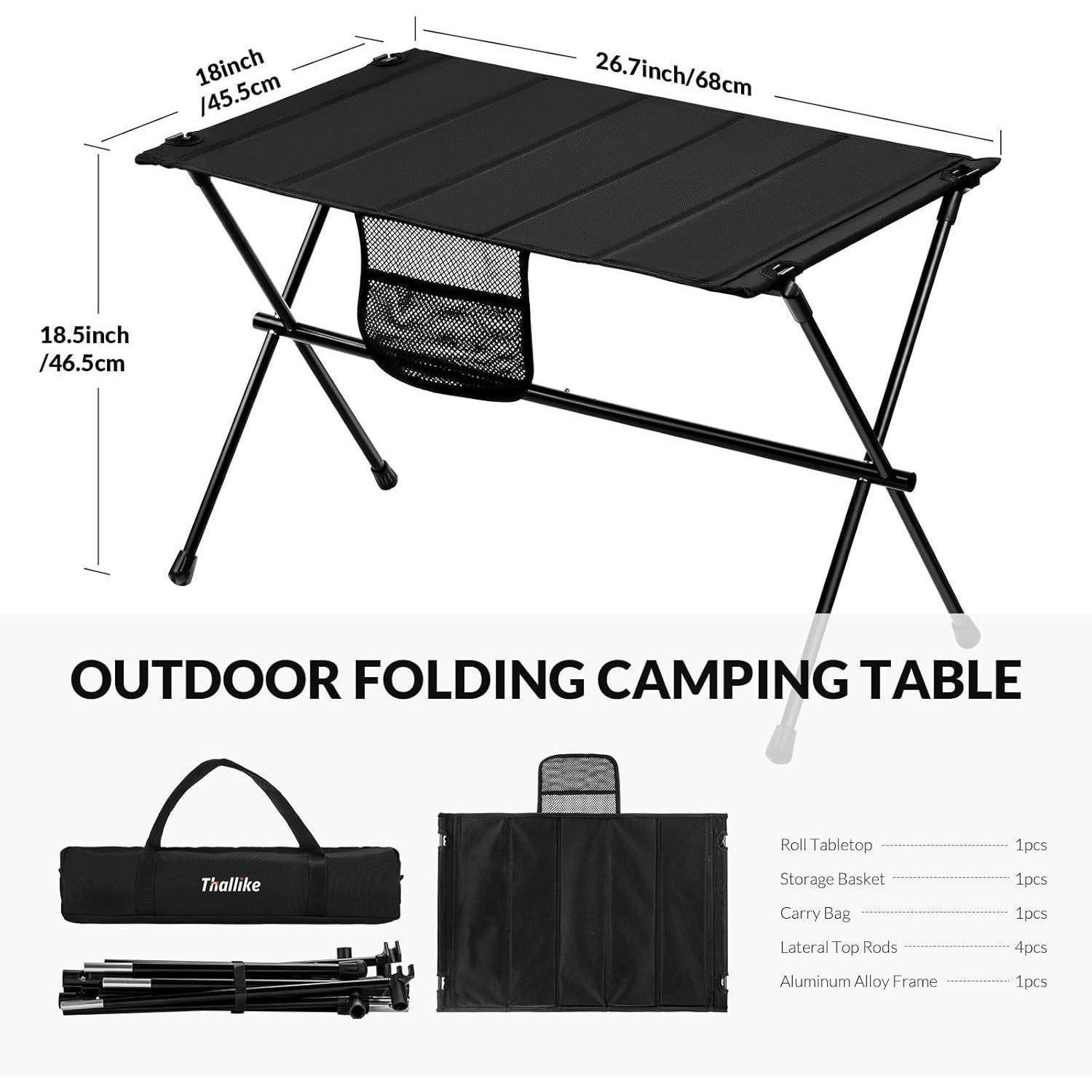 LuxusKollektion Campingtisch Campingtisch klappbar Aluminium ultraleicht Tragetasche Schwarz
