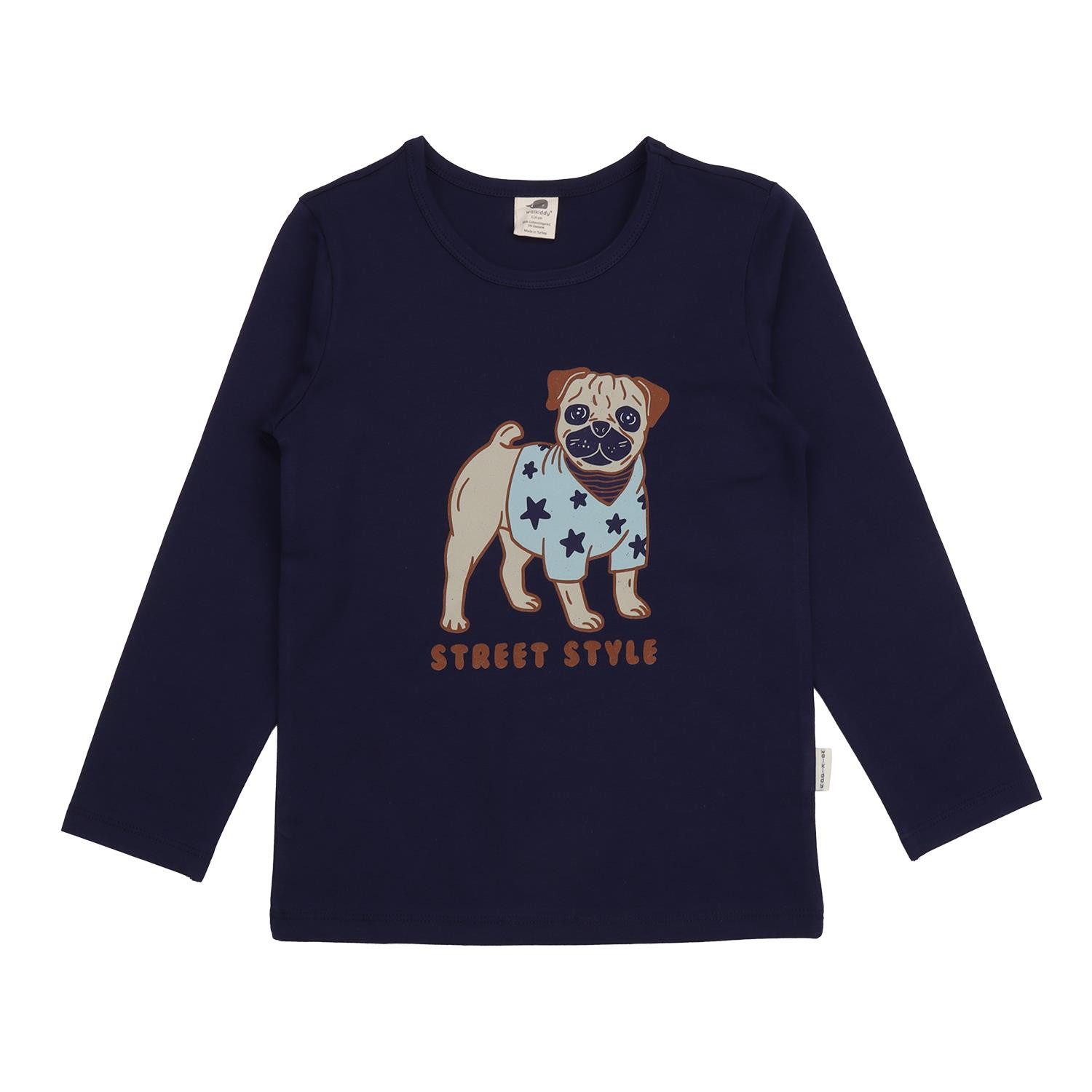Langarmshirt Walkiddy mit Hundemotiv aus Bio Baumwolle