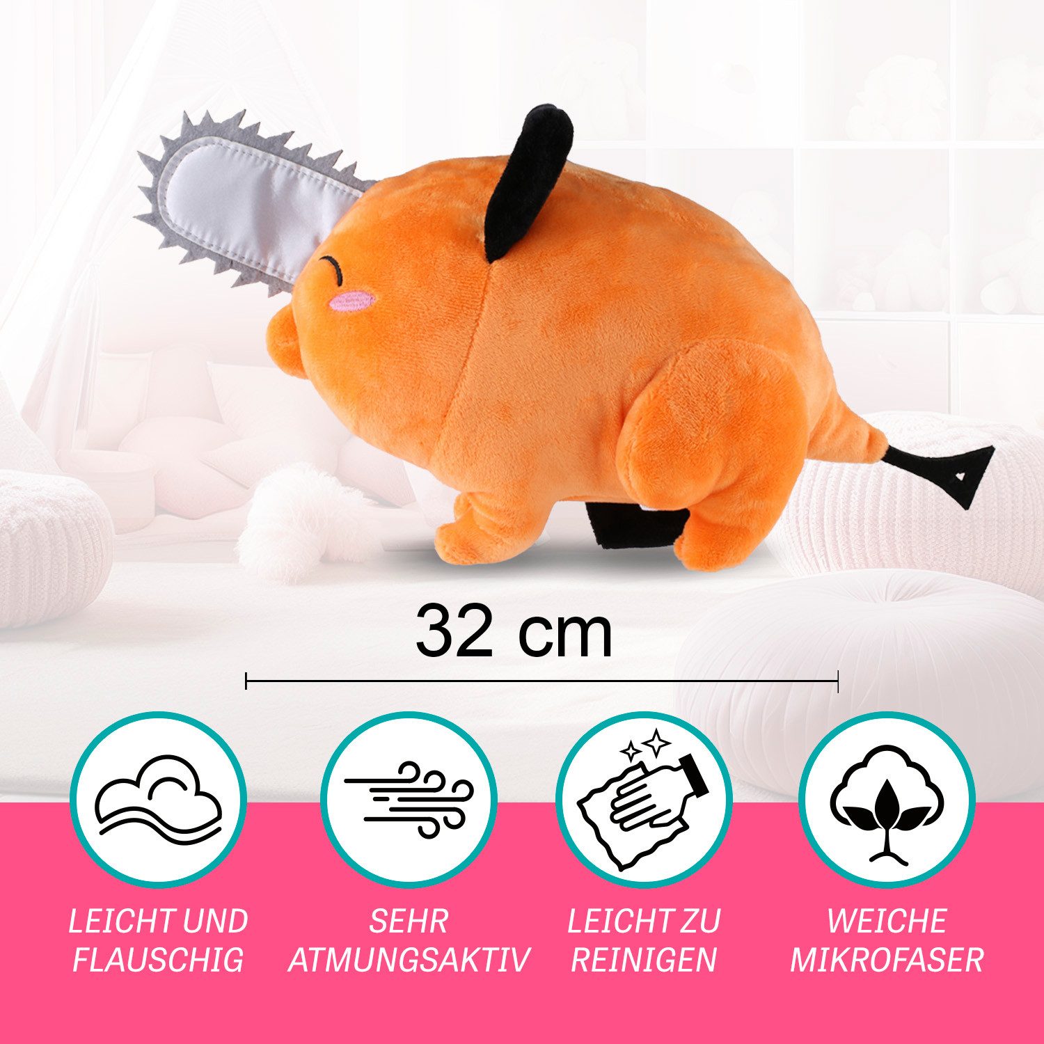 Play by Play Plüschfigur Chainsaw Man Pochita Plüschtier Stofftier Plüsch Figur 32cm